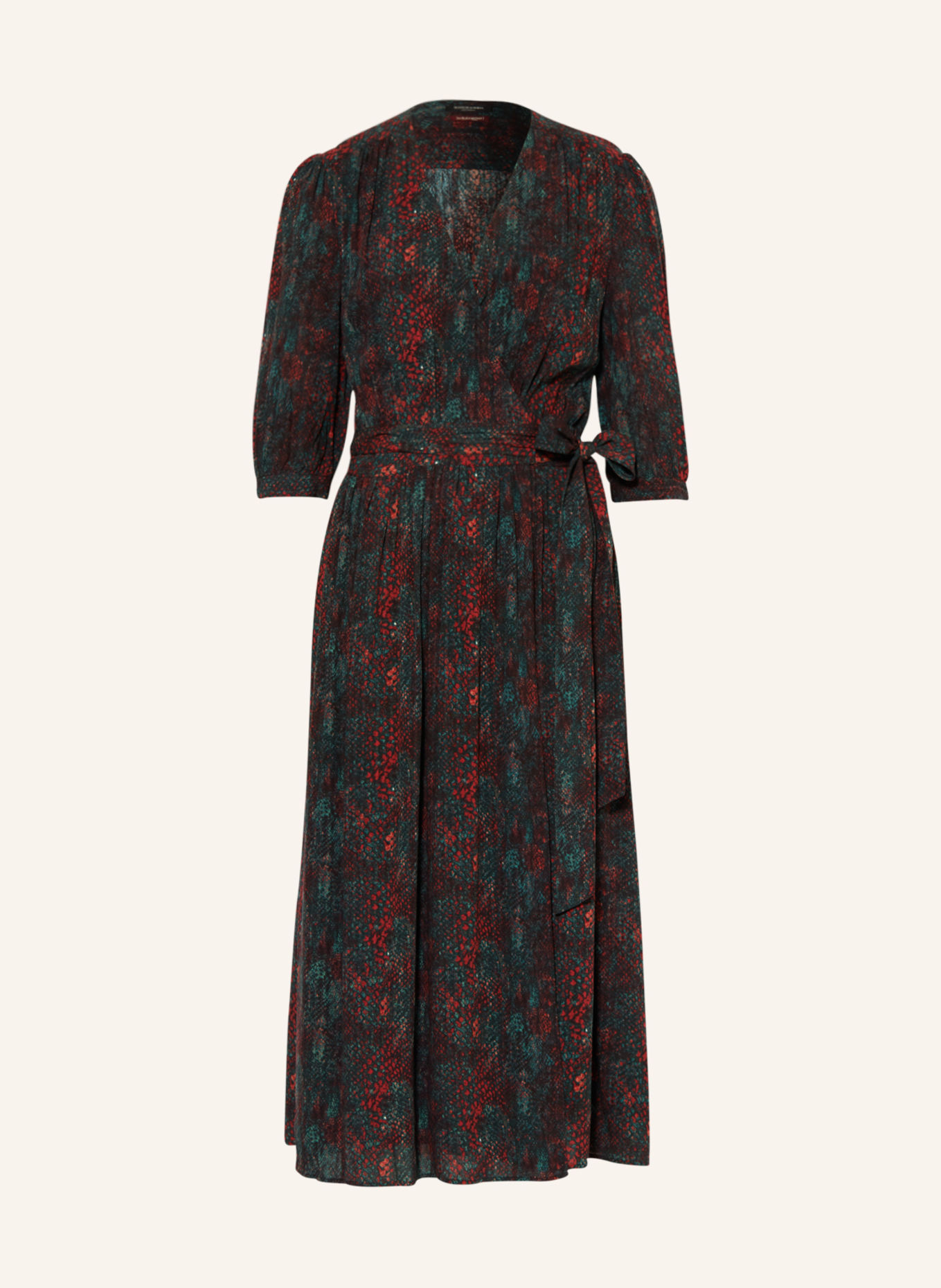 SCOTCH & SODA Wrap dress with 3/4 sleeves, Color: GREEN/ RED/ BLACK (Image 1)