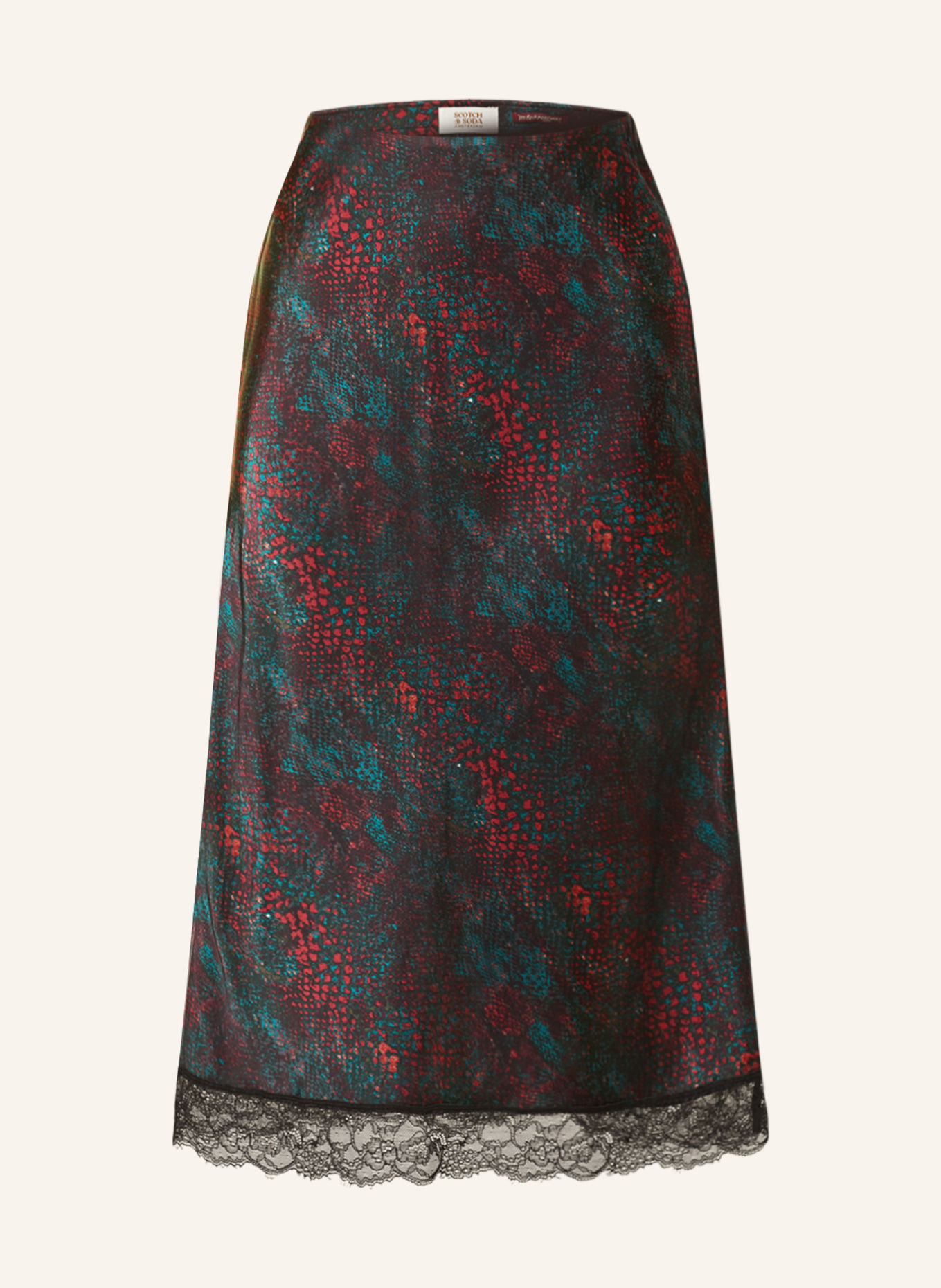 SCOTCH & SODA Satin skirt with lace, Color: TEAL/ FUCHSIA/ BLACK (Image 1)