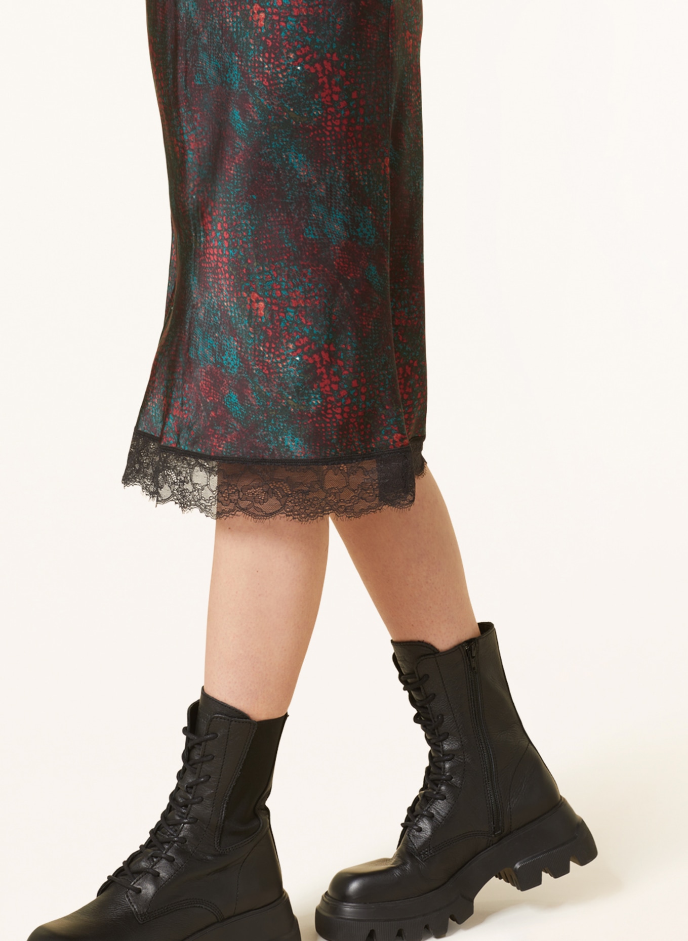 SCOTCH & SODA Satin skirt with lace, Color: TEAL/ FUCHSIA/ BLACK (Image 4)