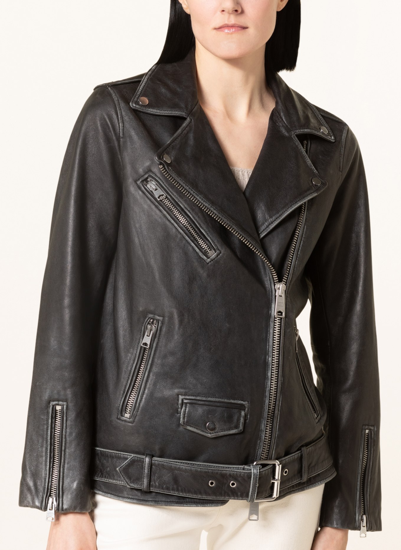 ALLSAINTS Leather jacket BILLIE, Color: BLACK (Image 4)