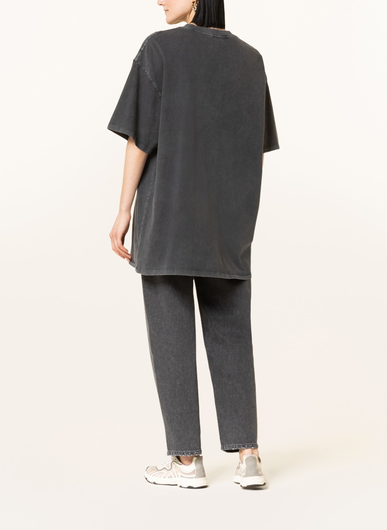 black palms Oversized shirt, Color: DARK GRAY (Image 3)