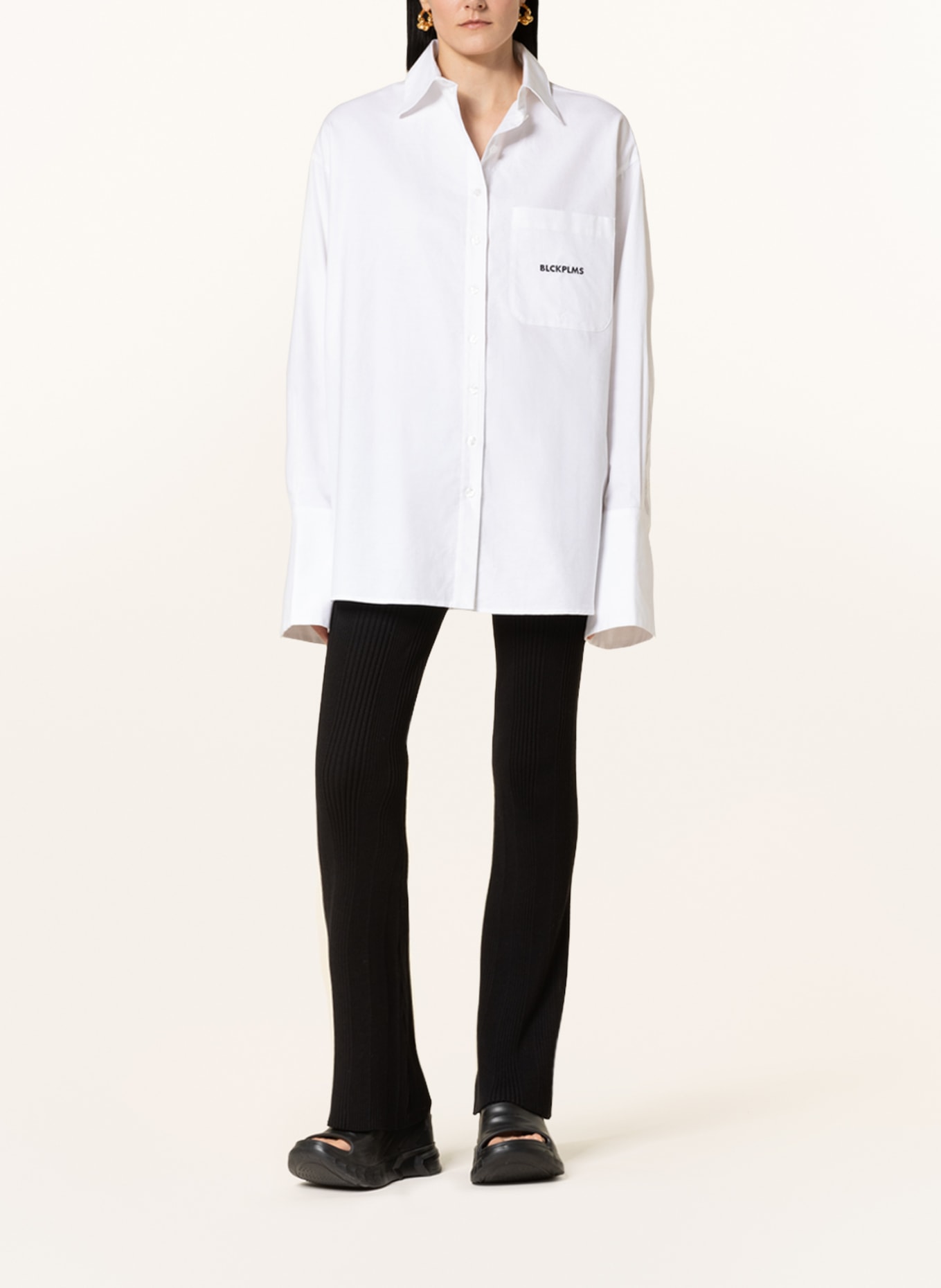black palms Oversized shirt blouse OPEN WOLLY, Color: WHITE (Image 2)