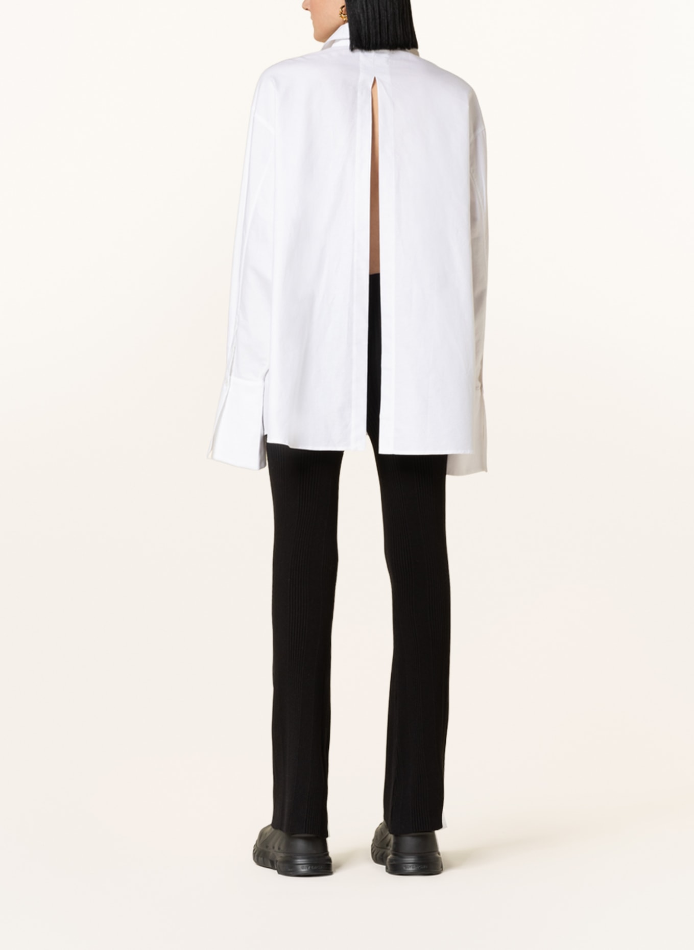black palms Oversized shirt blouse OPEN WOLLY, Color: WHITE (Image 3)