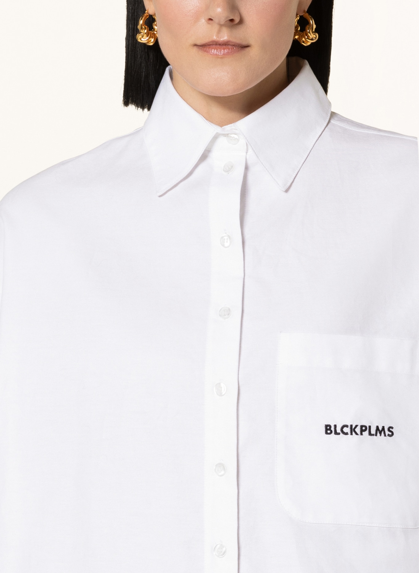 black palms Oversized shirt blouse OPEN WOLLY, Color: WHITE (Image 4)