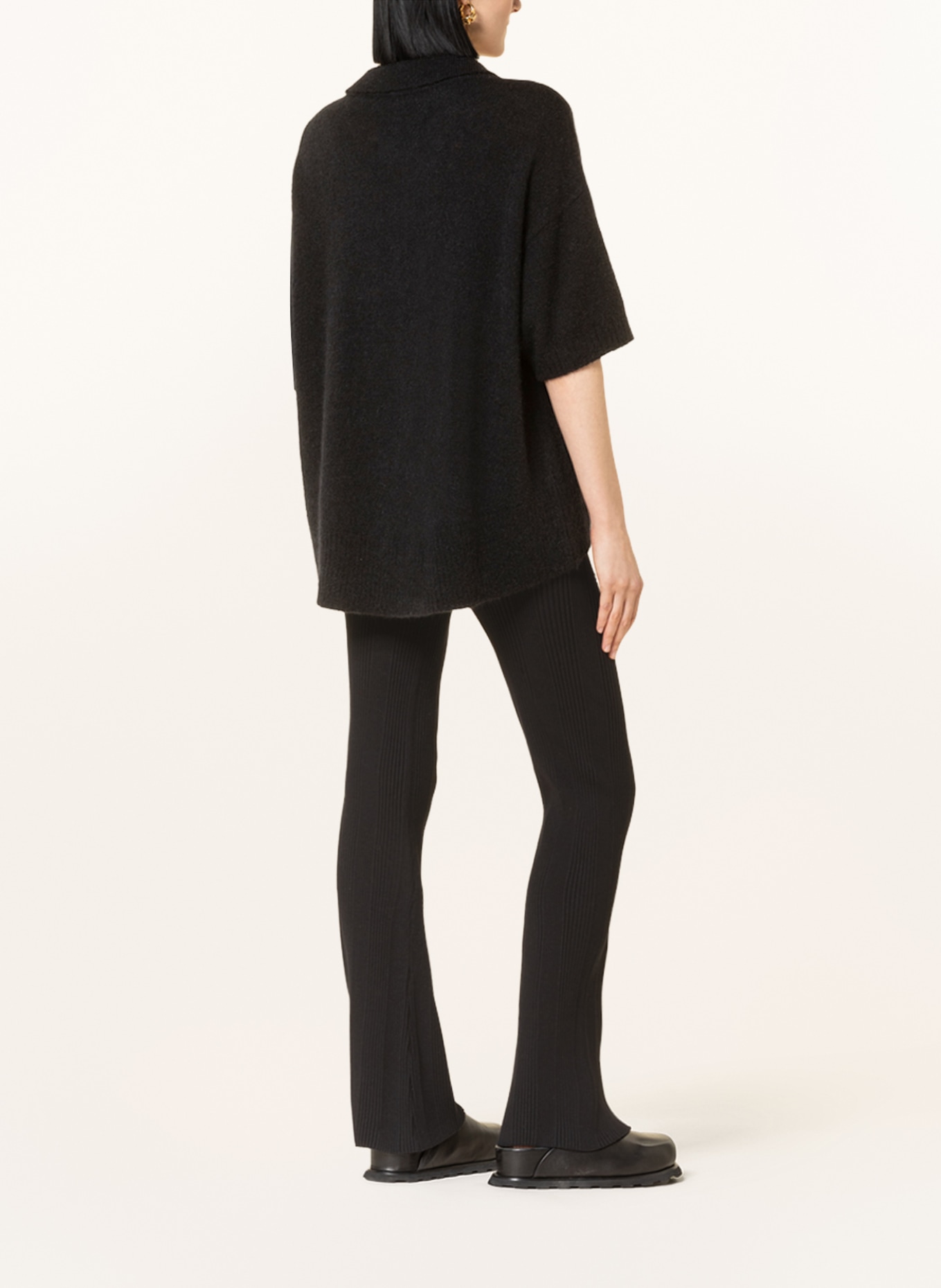black palms Short sleeve sweater KINDA, Color: BLACK (Image 3)