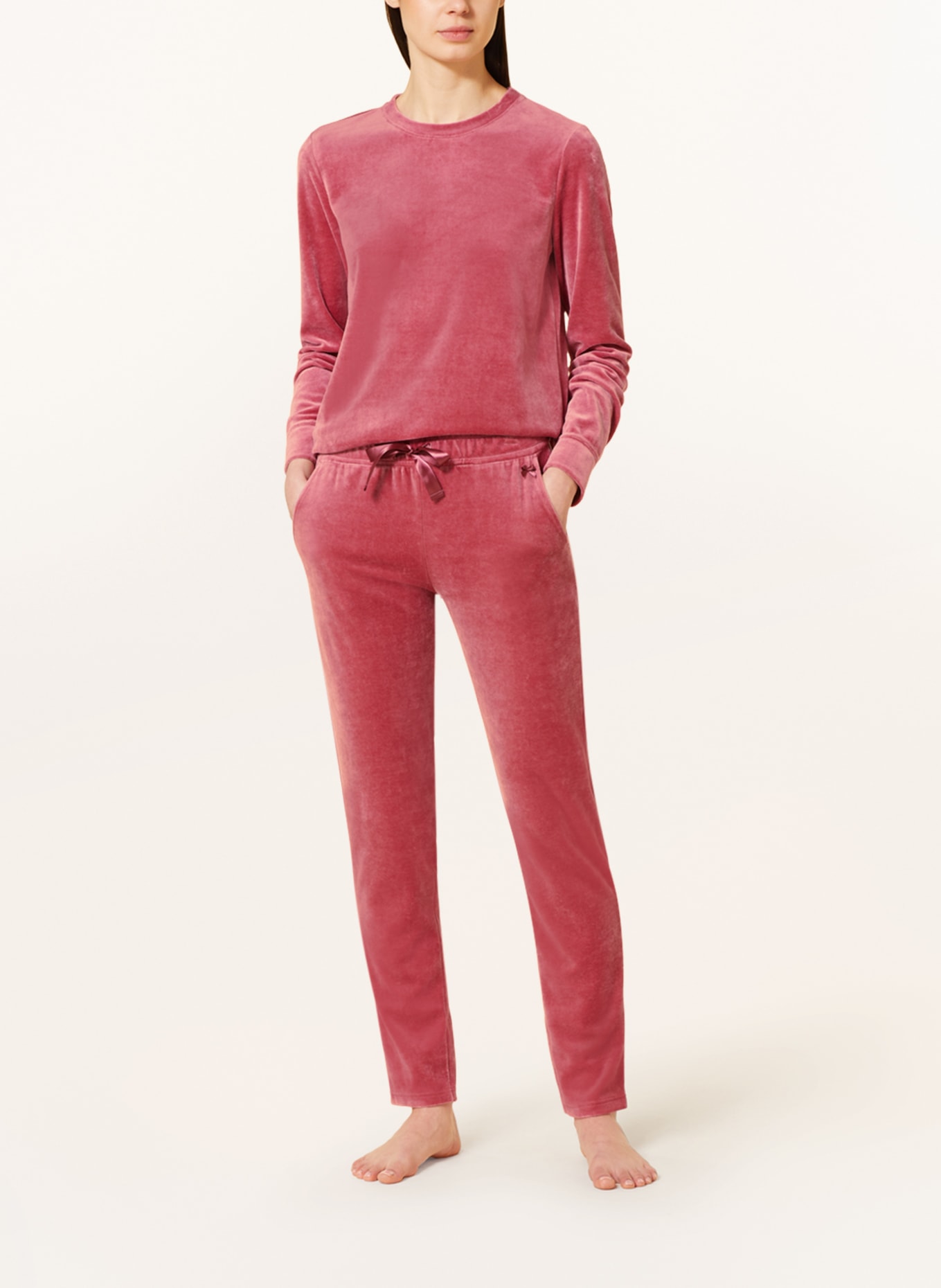 SHORT STORIES Lounge pants made of velour, Color: FUCHSIA (Image 2)