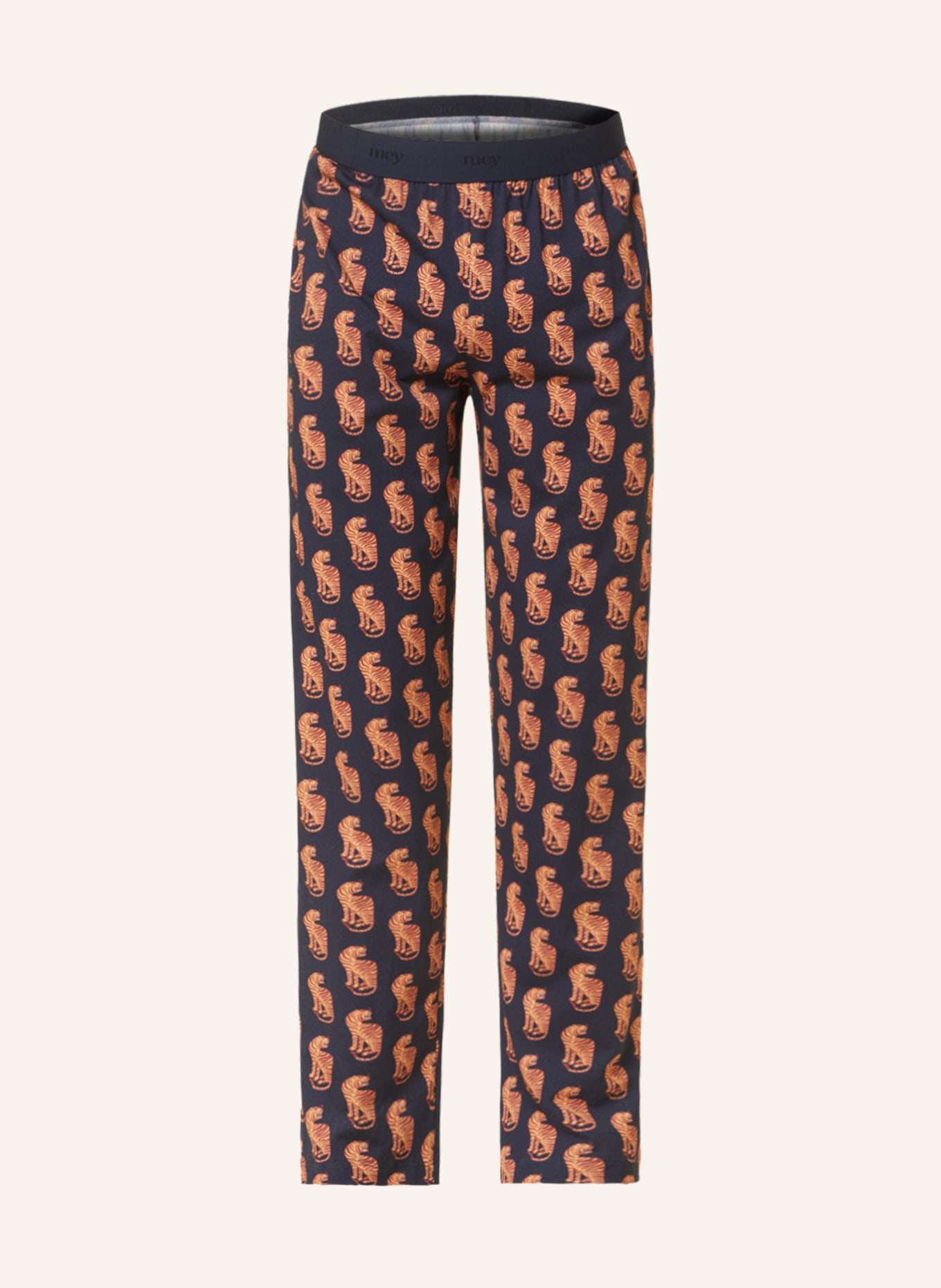 mey Spodnie od piżamy z kolekcji RE:THINK TIGER, Kolor: GRANATOWY/ CIEMNOPOMARAŃCZOWY/ JASNOPOMARAŃCZOWY (Obrazek 1)