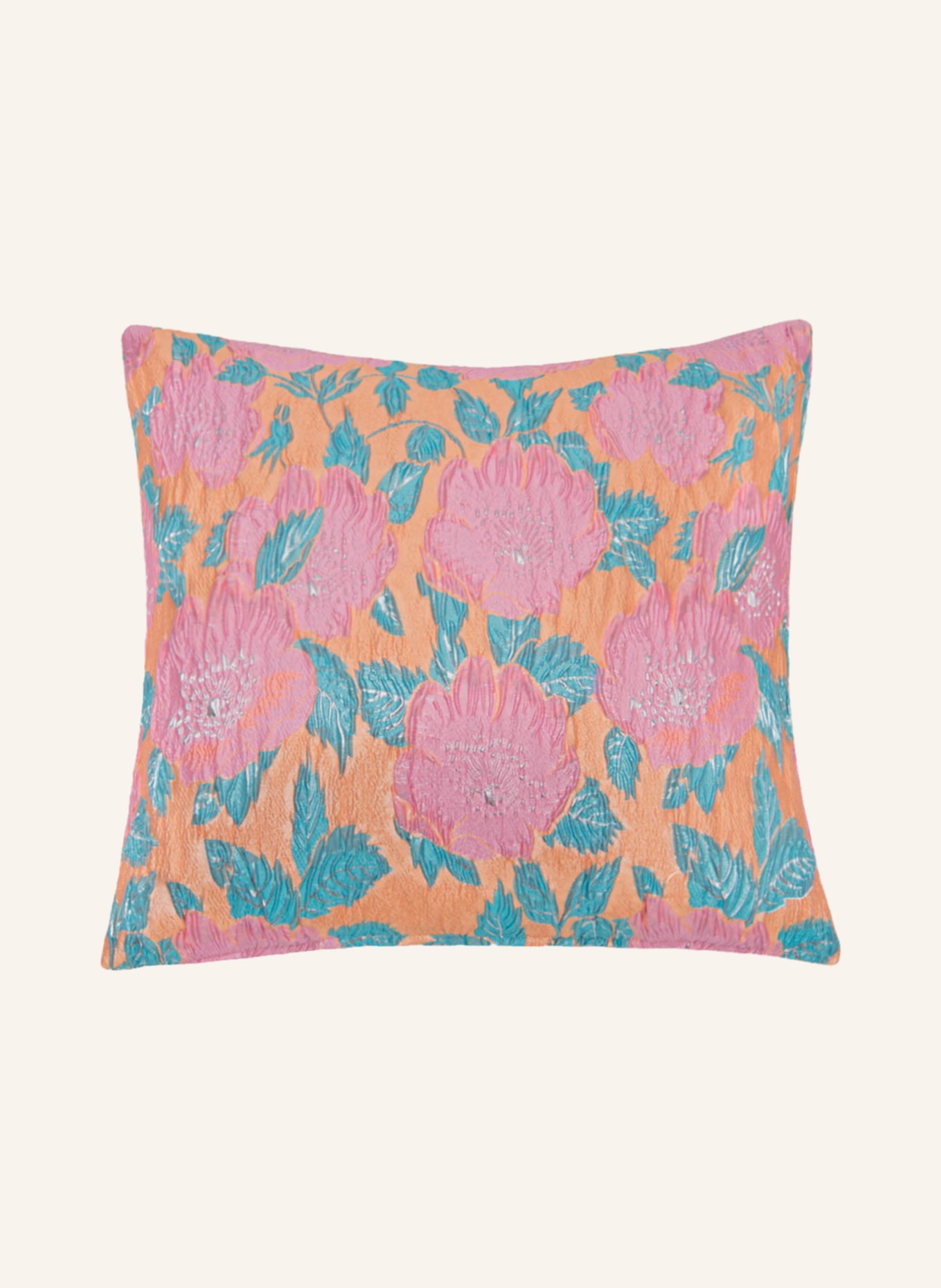 DAGNY Decorative cushion cover with glitter thread, Color: LIGHT ORANGE/ TURQUOISE/ PINK (Image 1)