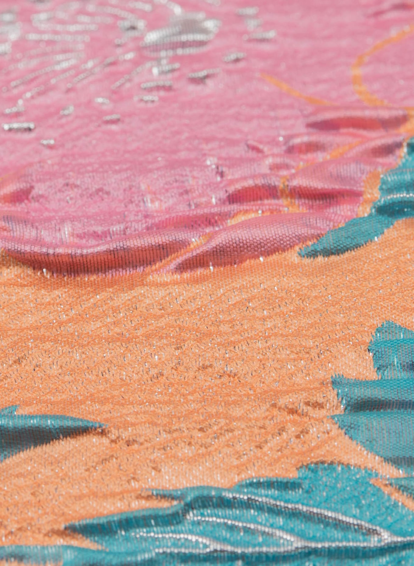 DAGNY Ozdobný povlak na polštář s třpytivou přízí, Barva: TMAVĚ ORANŽOVÁ/ TYRKYSOVÁ/ RŮŽOVÁ (Obrázek 2)