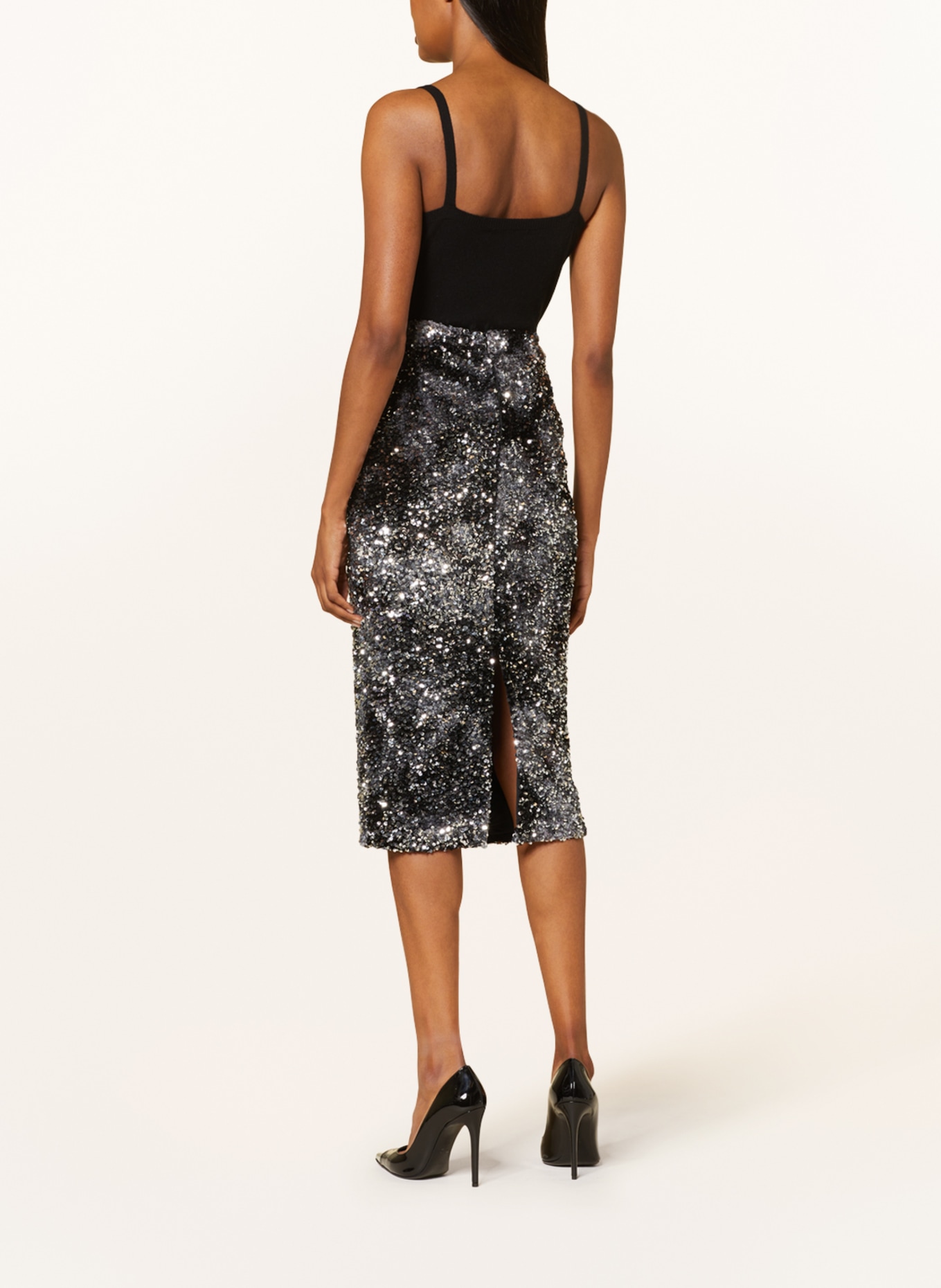 MARELLA Skirt OSMUND with sequins, Color: BLACK/ SILVER (Image 3)