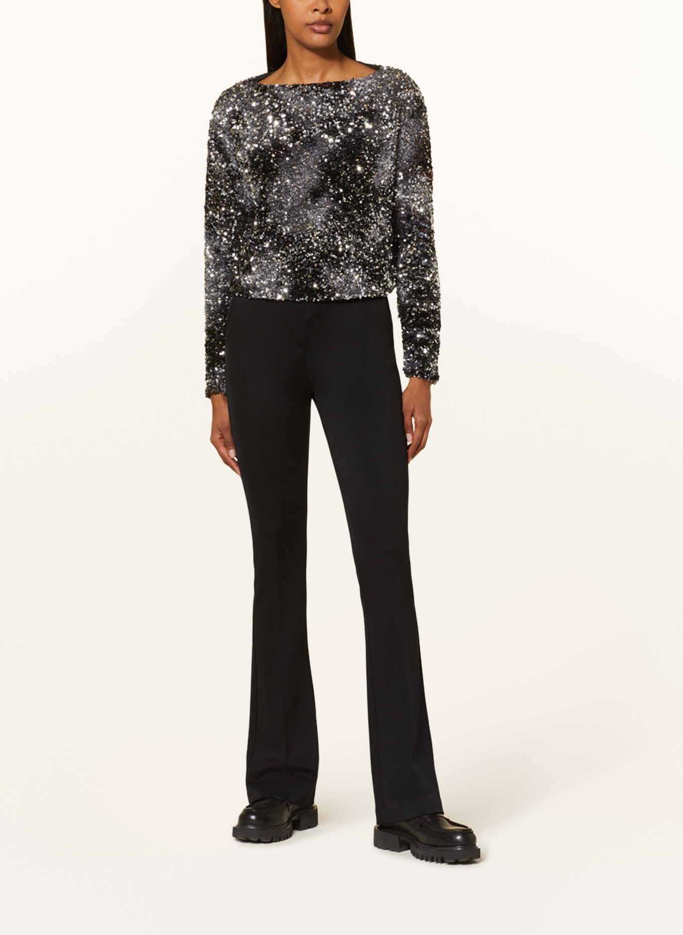 MARELLA Long sleeve shirt OSMUND with sequins, Color: BLACK/ SILVER (Image 2)