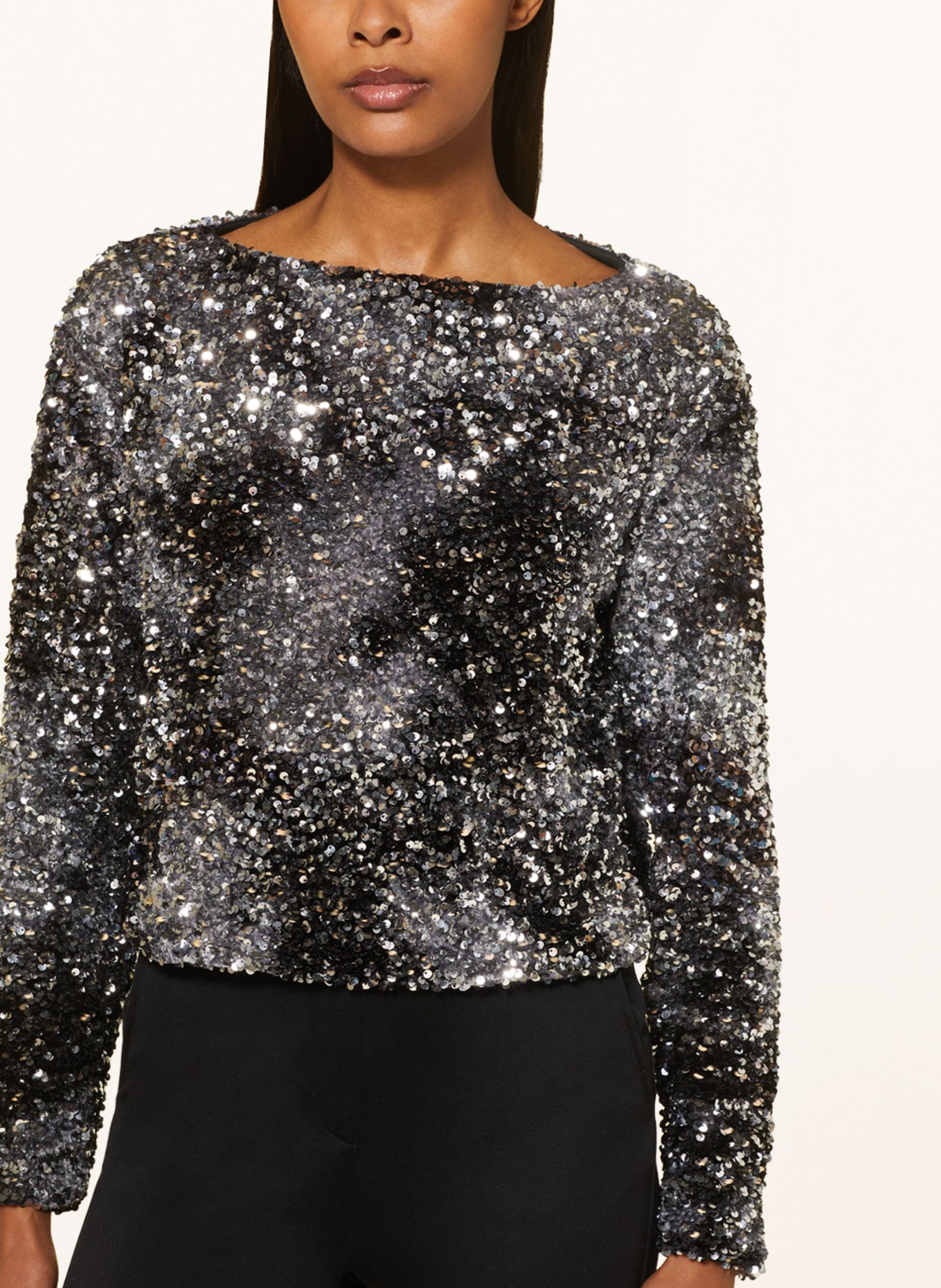 MARELLA Long sleeve shirt OSMUND with sequins, Color: BLACK/ SILVER (Image 4)