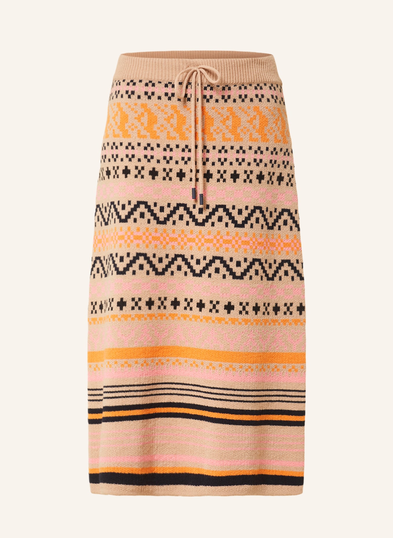 MAX & Co. Knit skirt TAMIGI, Color: BEIGE/ BLACK/ ORANGE (Image 1)