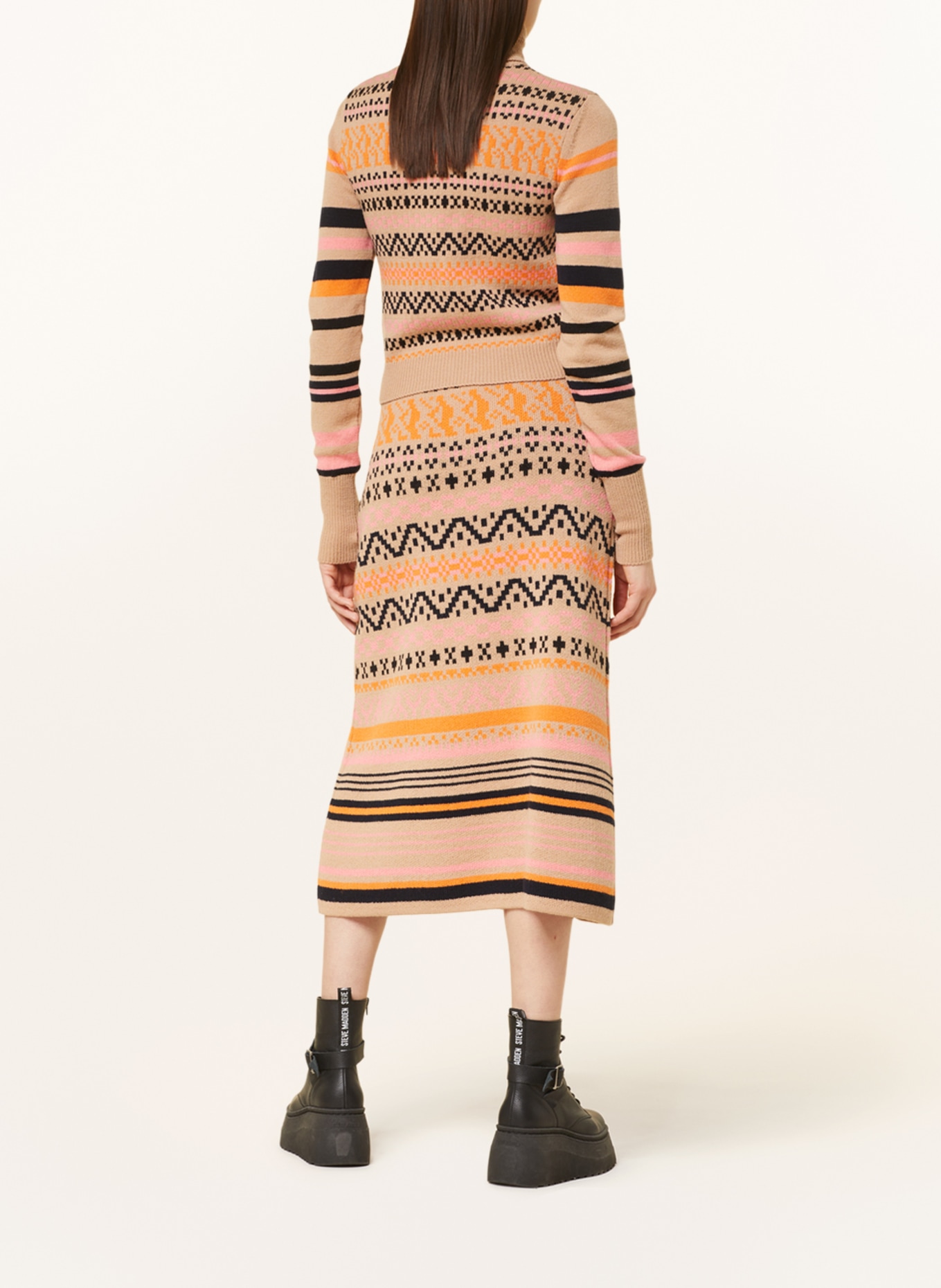 MAX & Co. Knit skirt TAMIGI, Color: BEIGE/ BLACK/ ORANGE (Image 3)