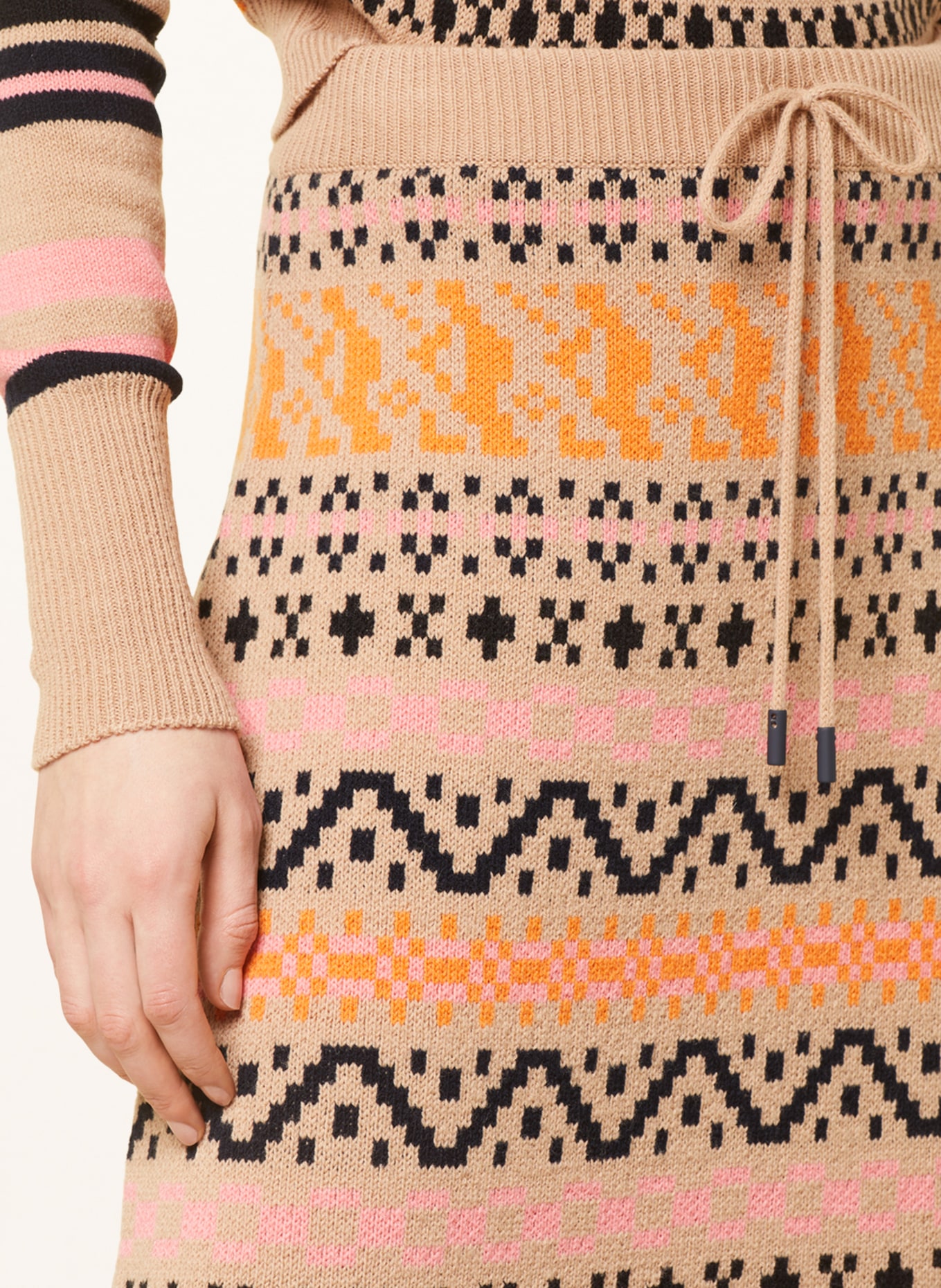 MAX & Co. Knit skirt TAMIGI, Color: BEIGE/ BLACK/ ORANGE (Image 4)