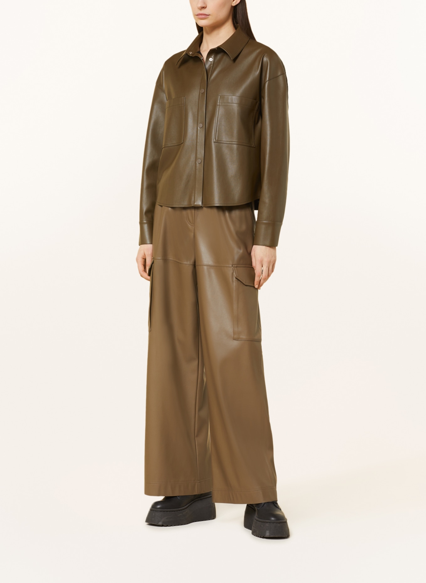 MAX & Co. Overshirt NALUT in leather look, Color: KHAKI (Image 2)