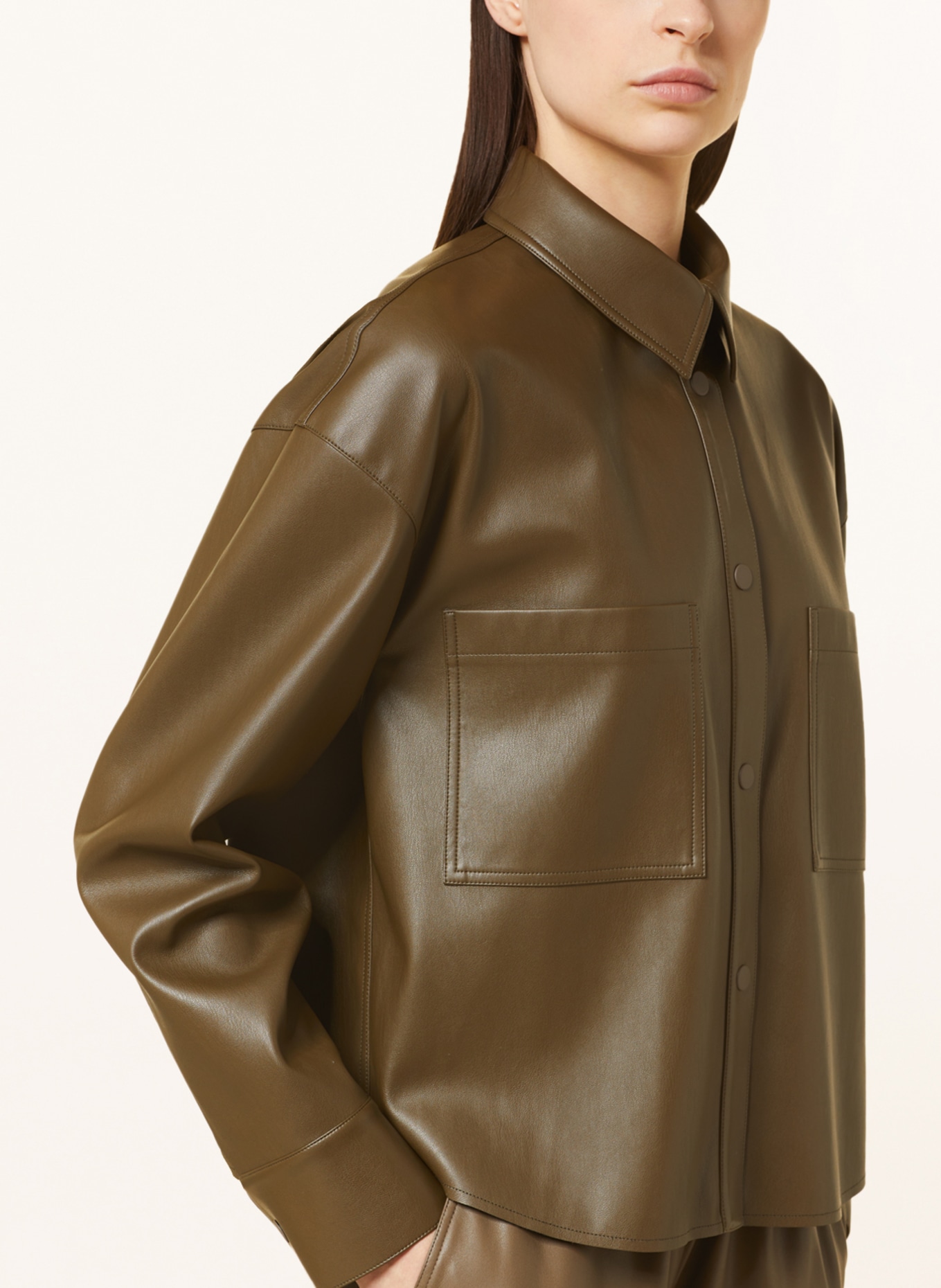 MAX & Co. Overshirt NALUT in leather look, Color: KHAKI (Image 4)