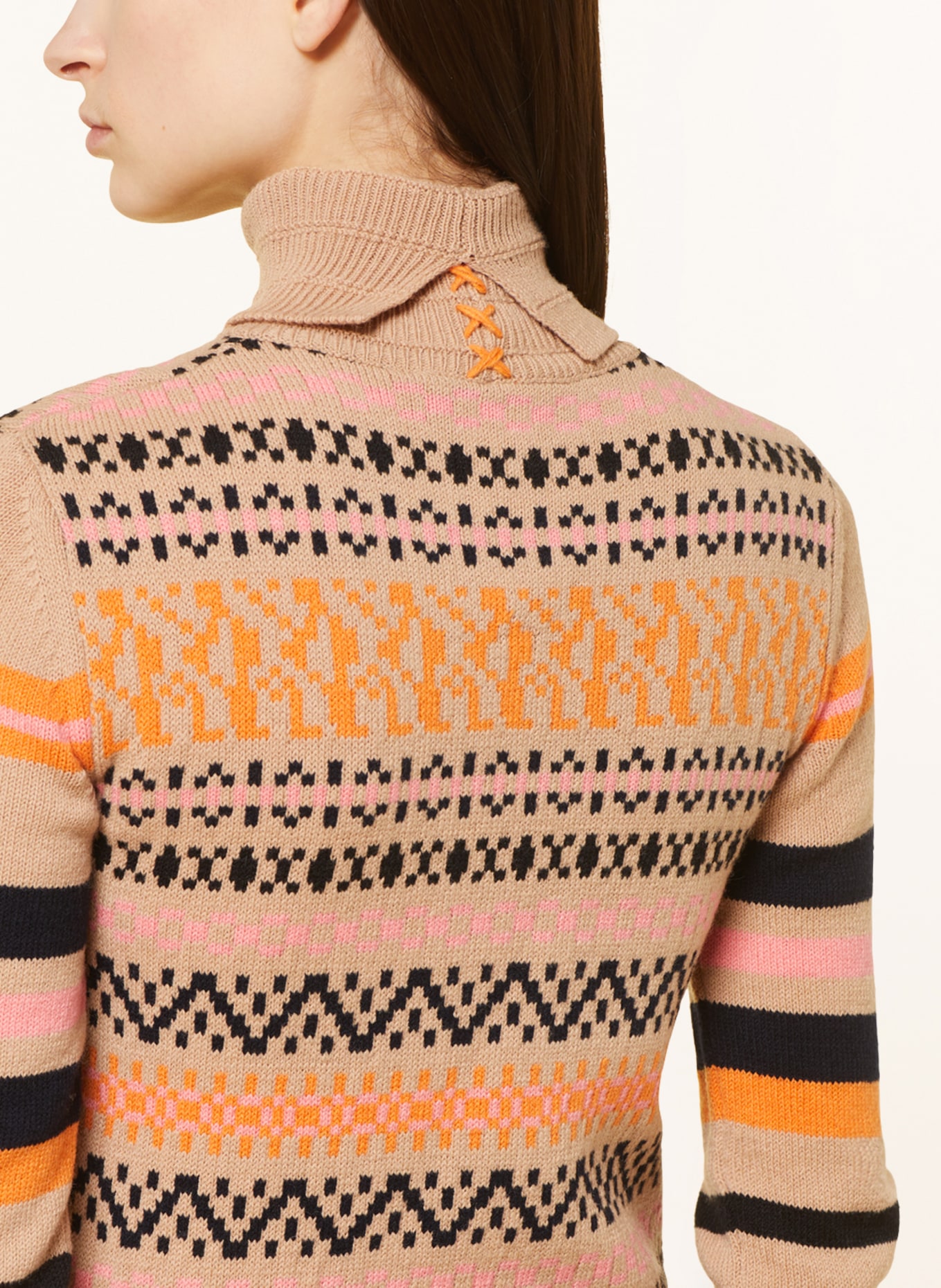 MAX & Co. Turtleneck sweater EOLLIE, Color: BEIGE/ BLACK/ ORANGE (Image 4)