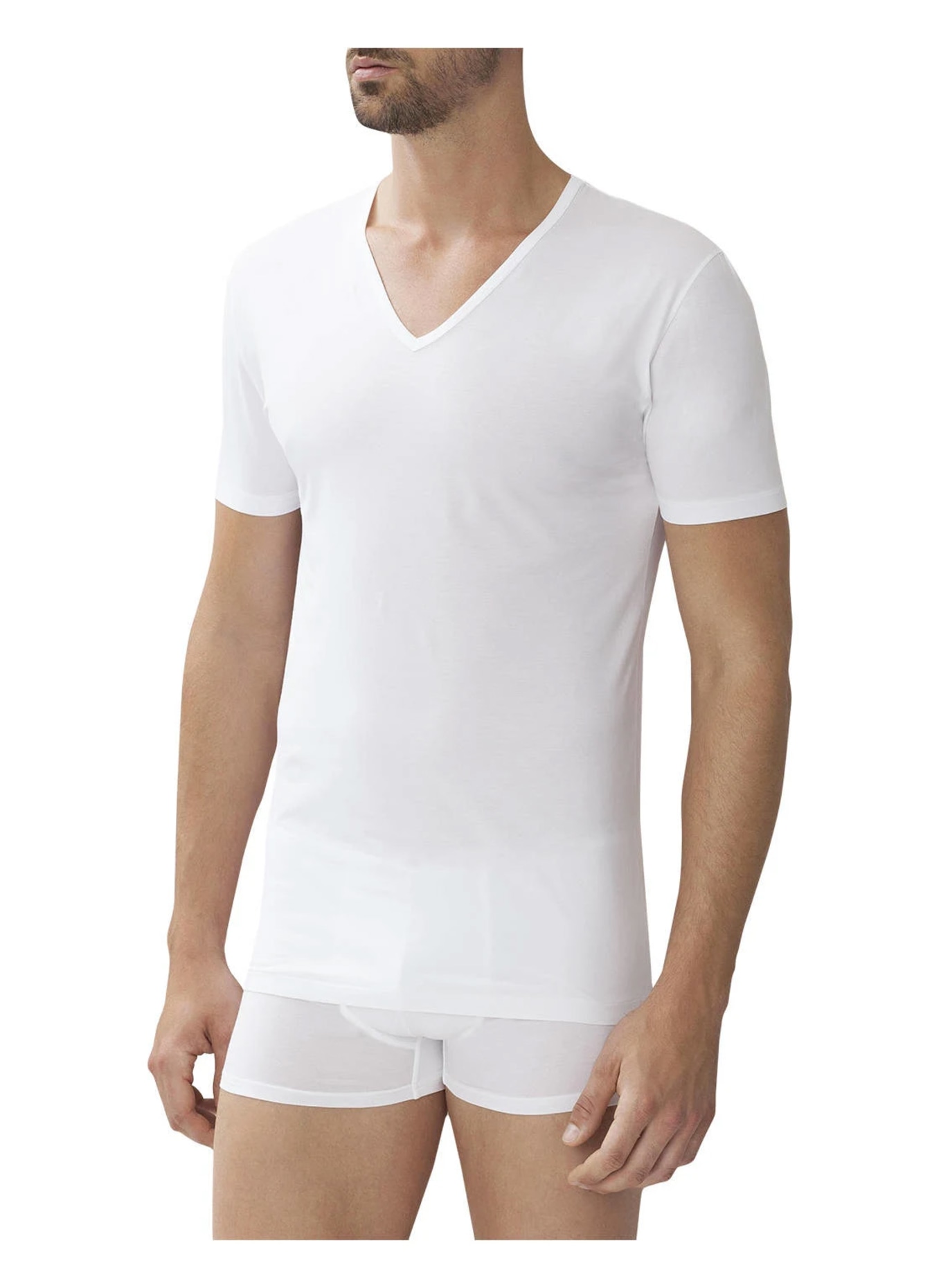 zimmerli V-neck shirt PURE COMFORT, Color: WHITE (Image 5)