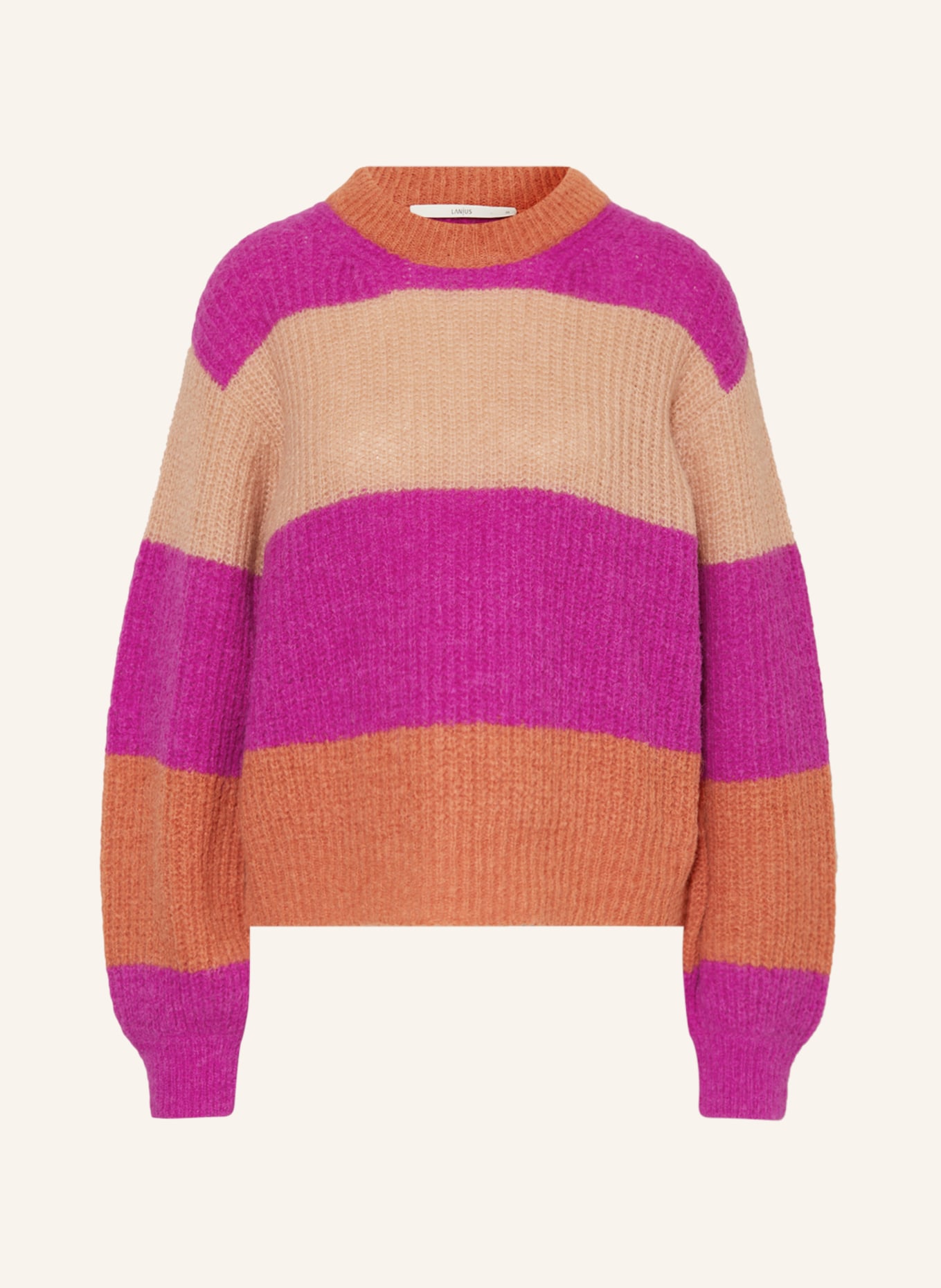 LANIUS Pullover aus Alpaka, Farbe: FUCHSIA/ BEIGE/ DUNKELORANGE (Bild 1)