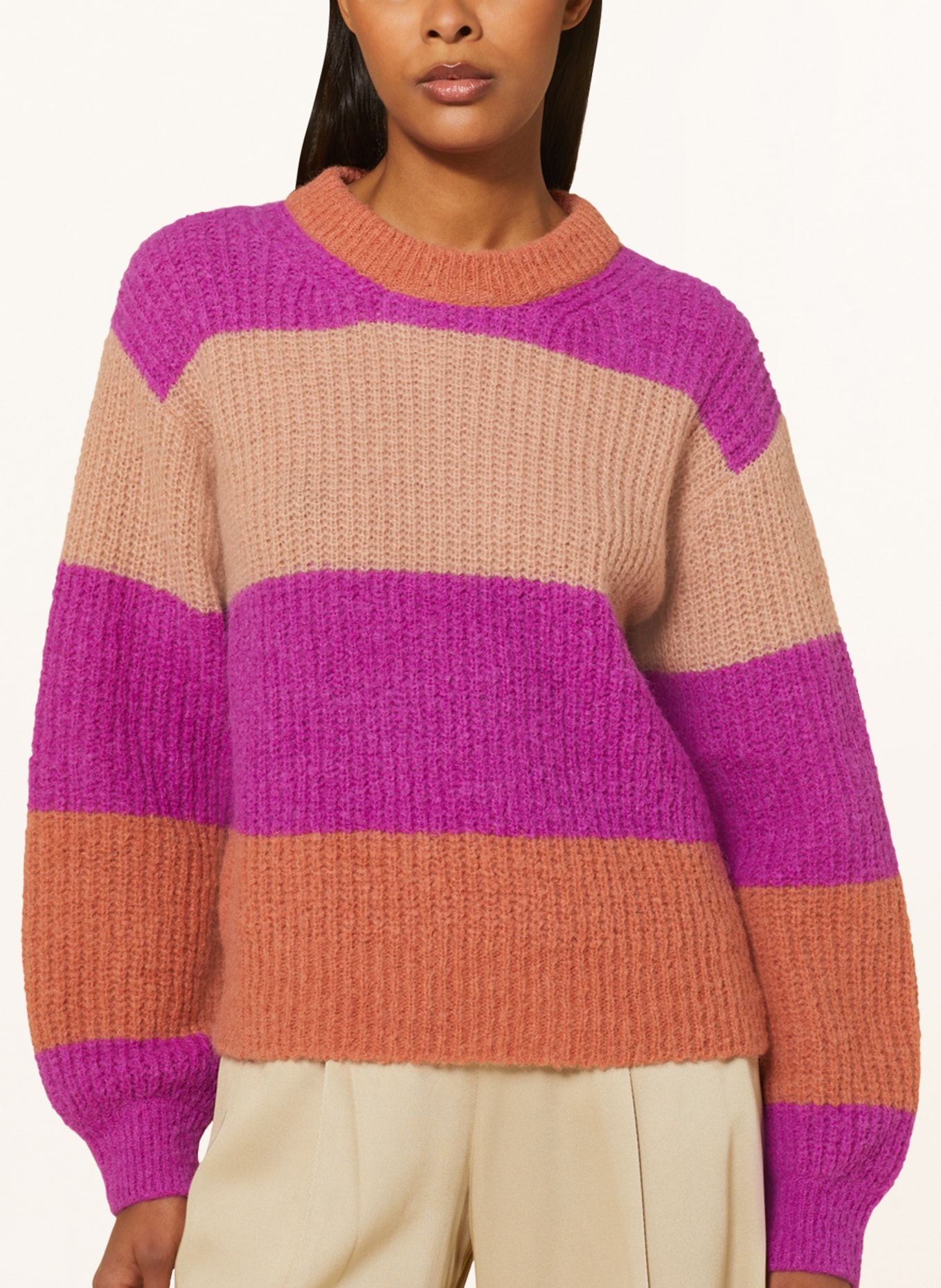 LANIUS Sweaters made of alpaca, Color: FUCHSIA/ BEIGE/ DARK ORANGE (Image 4)
