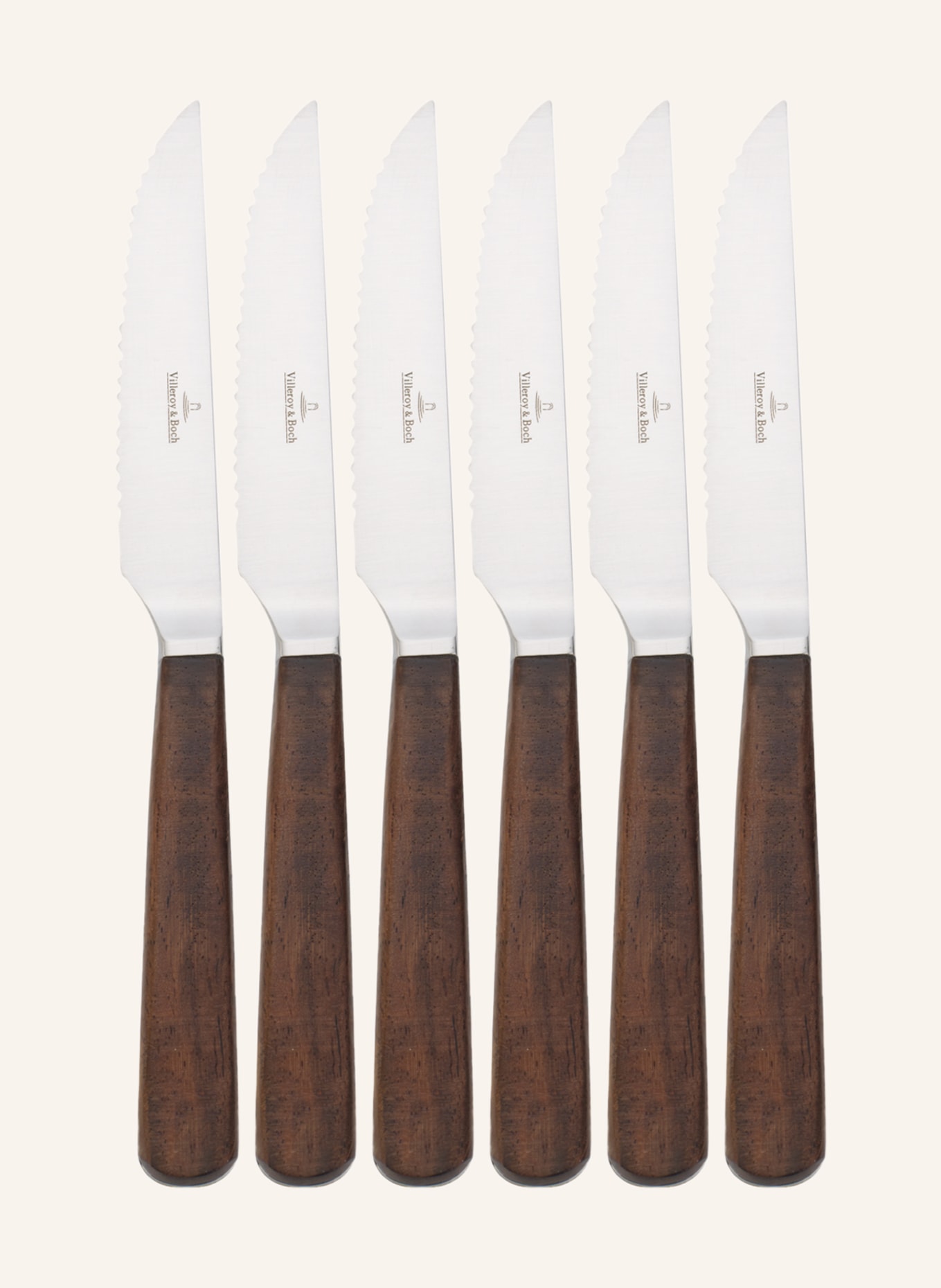 Villeroy & Boch Set of 6 pizza and steak knives, Color: SILVER/ DARK BROWN/ LIGHT YELLOW (Image 1)