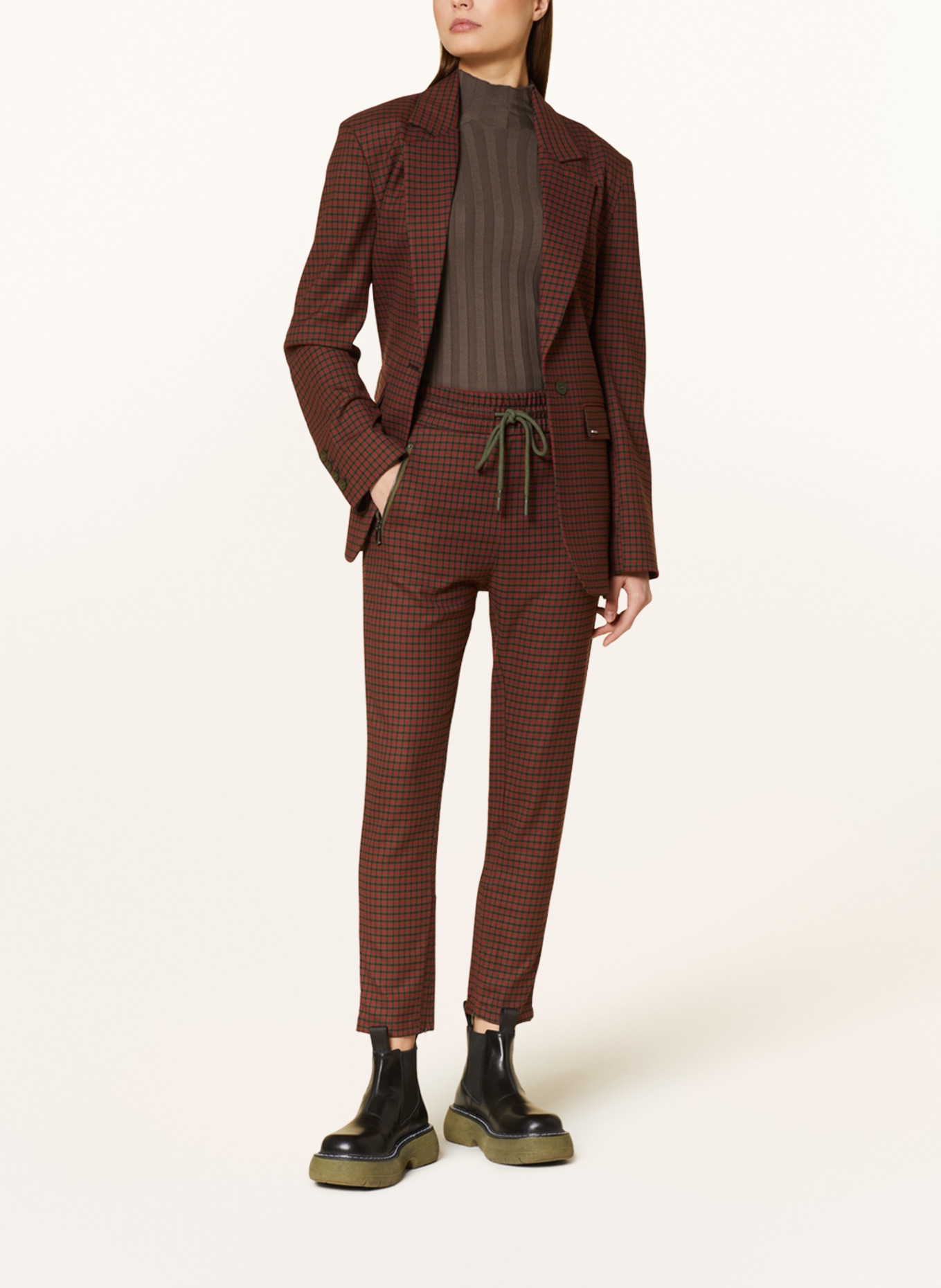 ELIAS RUMELIS Suit trousers ERPIPER, Color: OLIVE/ RED/ BLACK (Image 2)