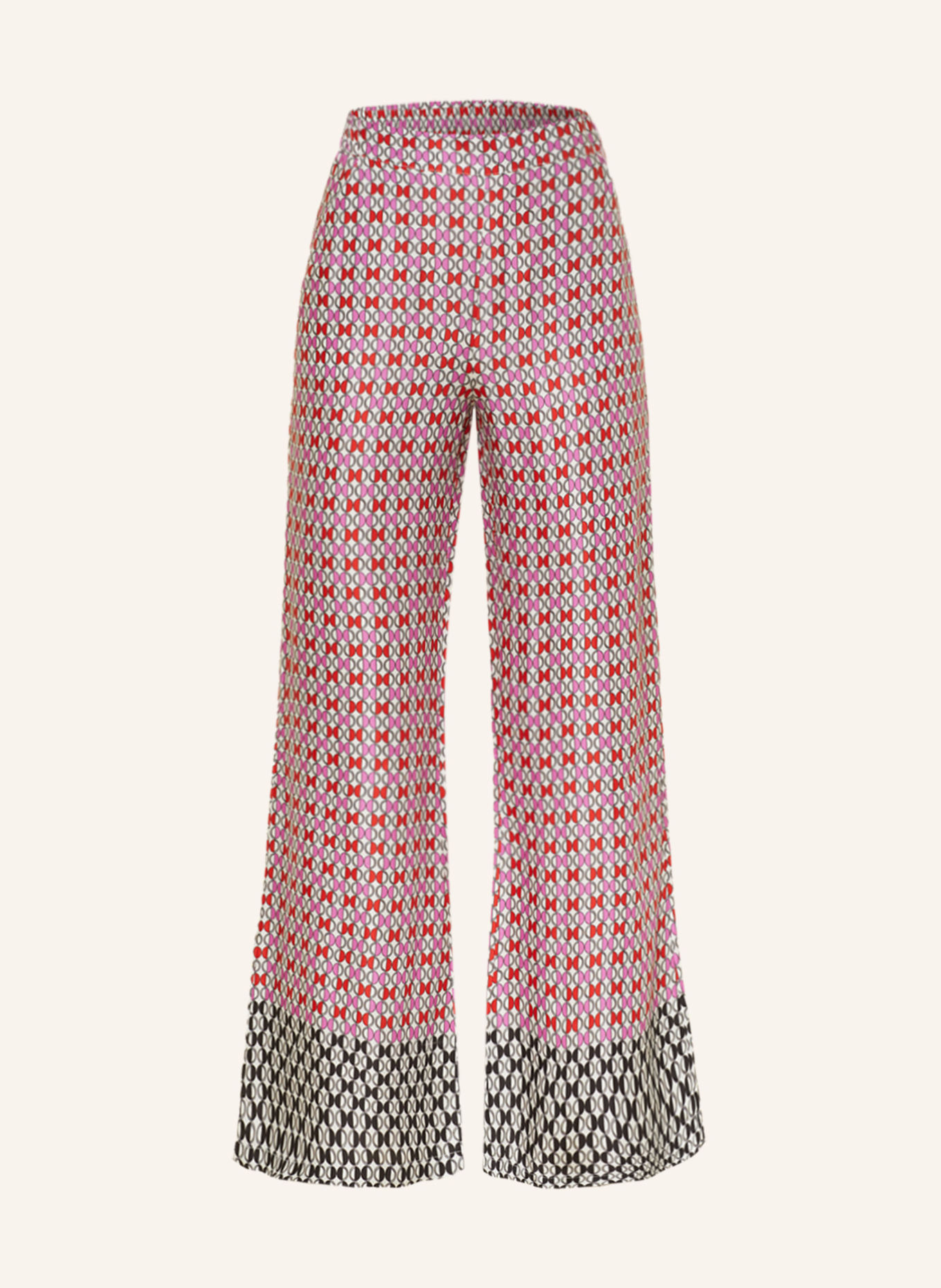 RISY & JERFS Wide leg trousers GOCH, Color: WHITE/ PINK/ RED (Image 1)