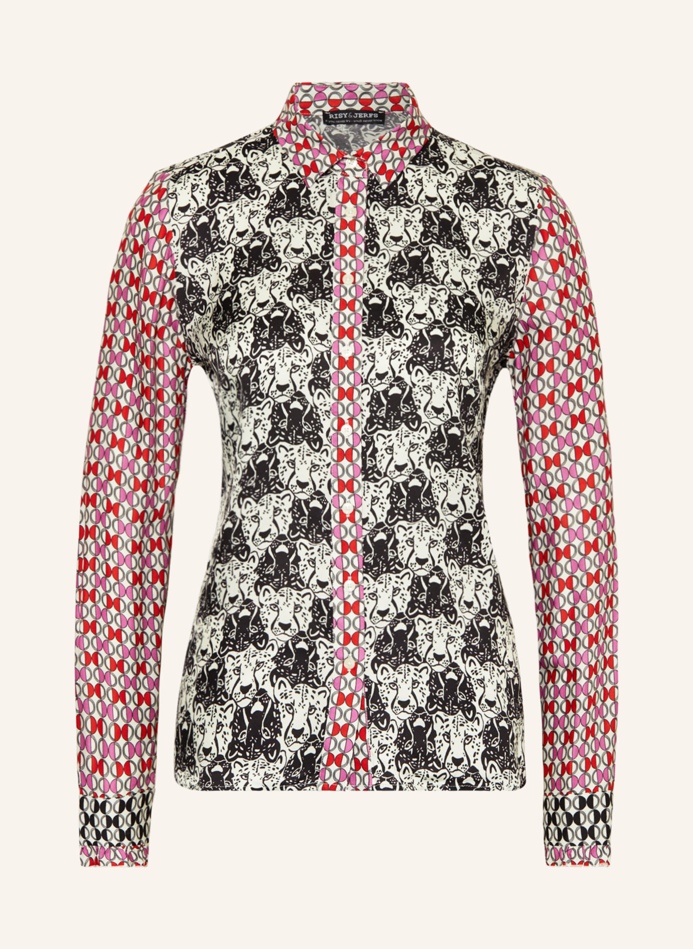 RISY & JERFS Shirt blouse MADELLINE, Color: BLACK/ WHITE/ PINK (Image 1)