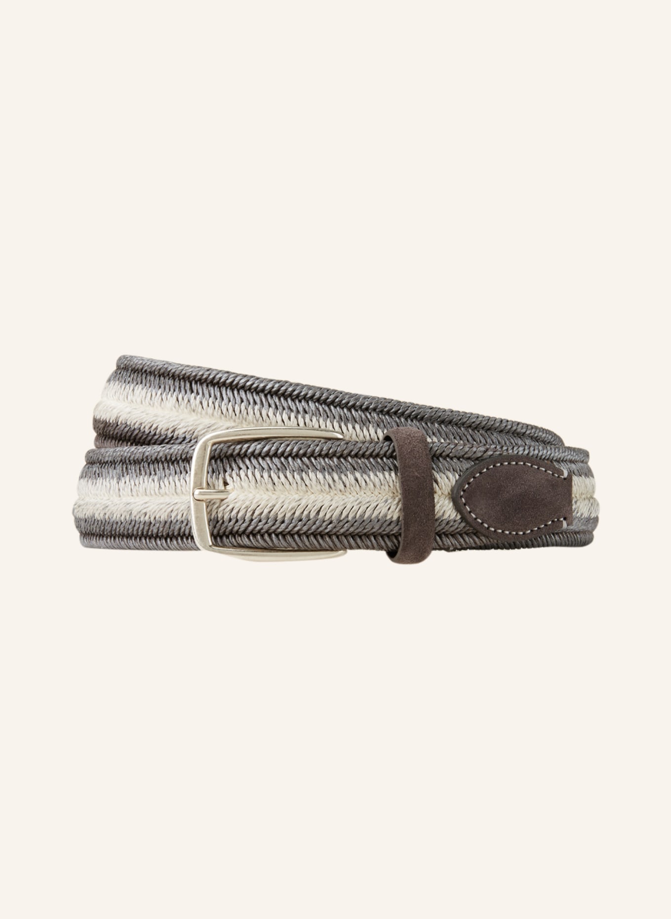 VENETA CINTURE Braided belt, Color: GRAY/ WHITE (Image 1)