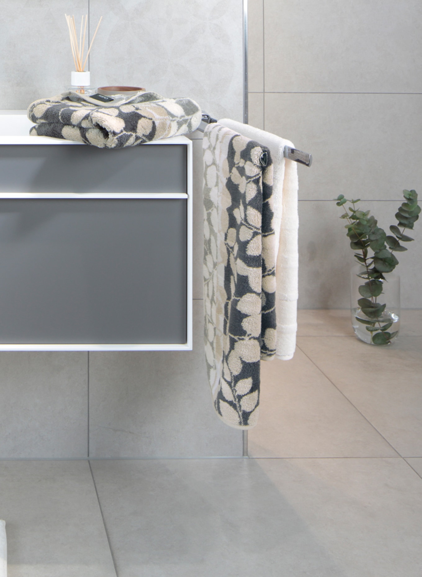 Cawö Bath towel, Color: BEIGE/ WHITE/ GRAY (Image 2)