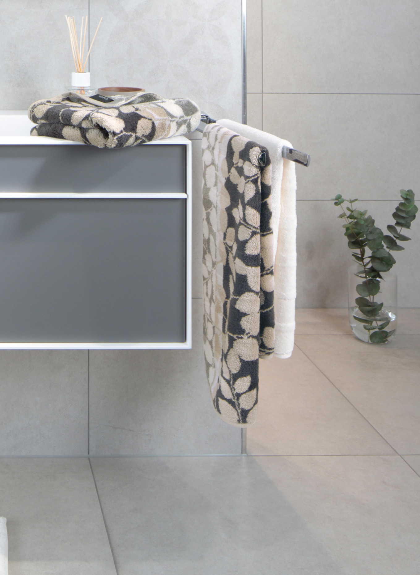 Cawö Towel, Color: BEIGE/ GRAY/ WHITE (Image 2)