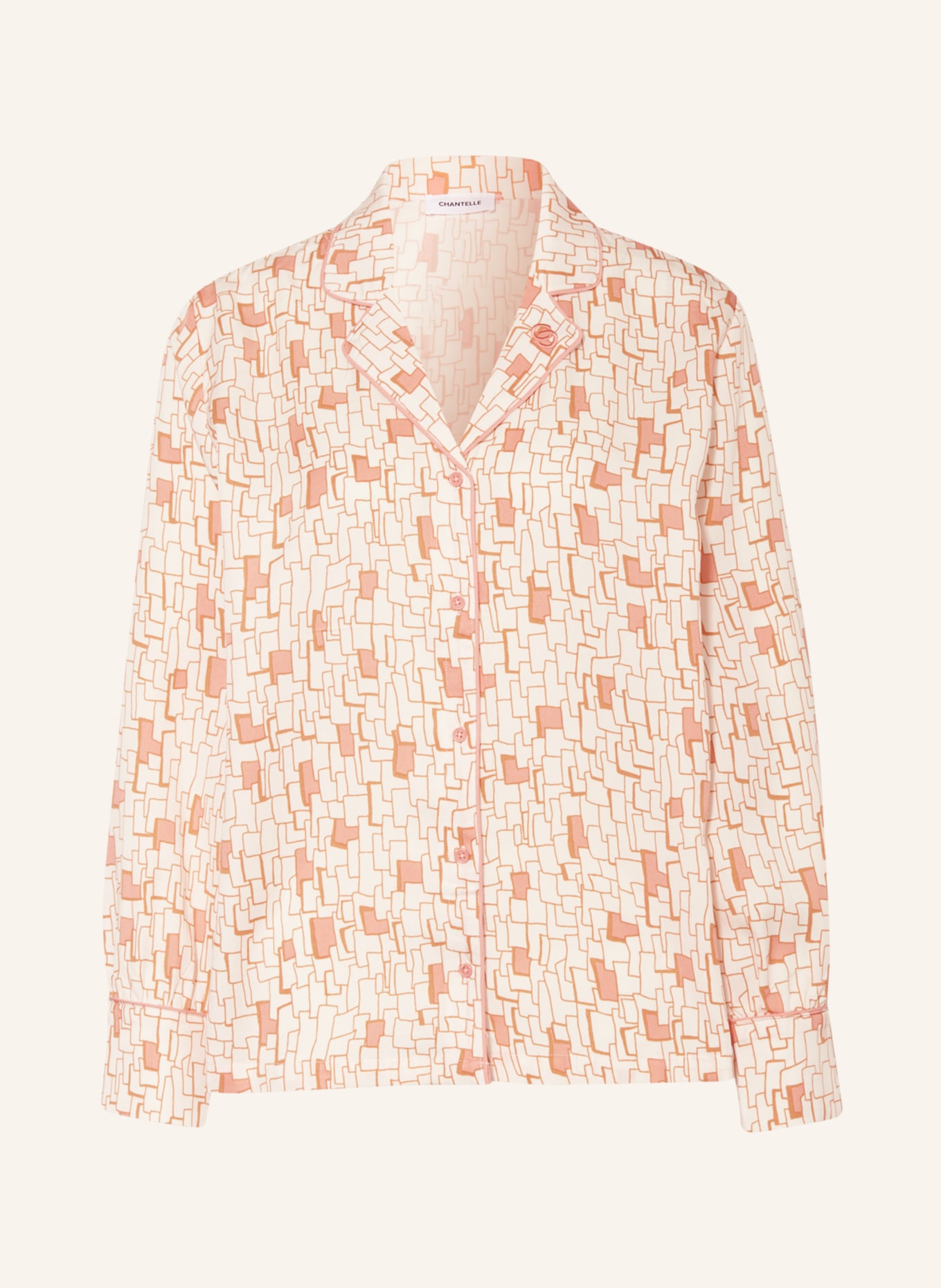 CHANTELLE Pajama shirt HAZEL, Color: LIGHT BROWN/ ECRU/ SALMON (Image 1)