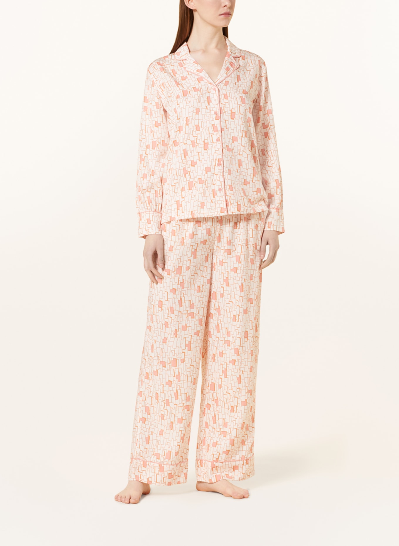 CHANTELLE Pajama shirt HAZEL, Color: LIGHT BROWN/ ECRU/ SALMON (Image 2)