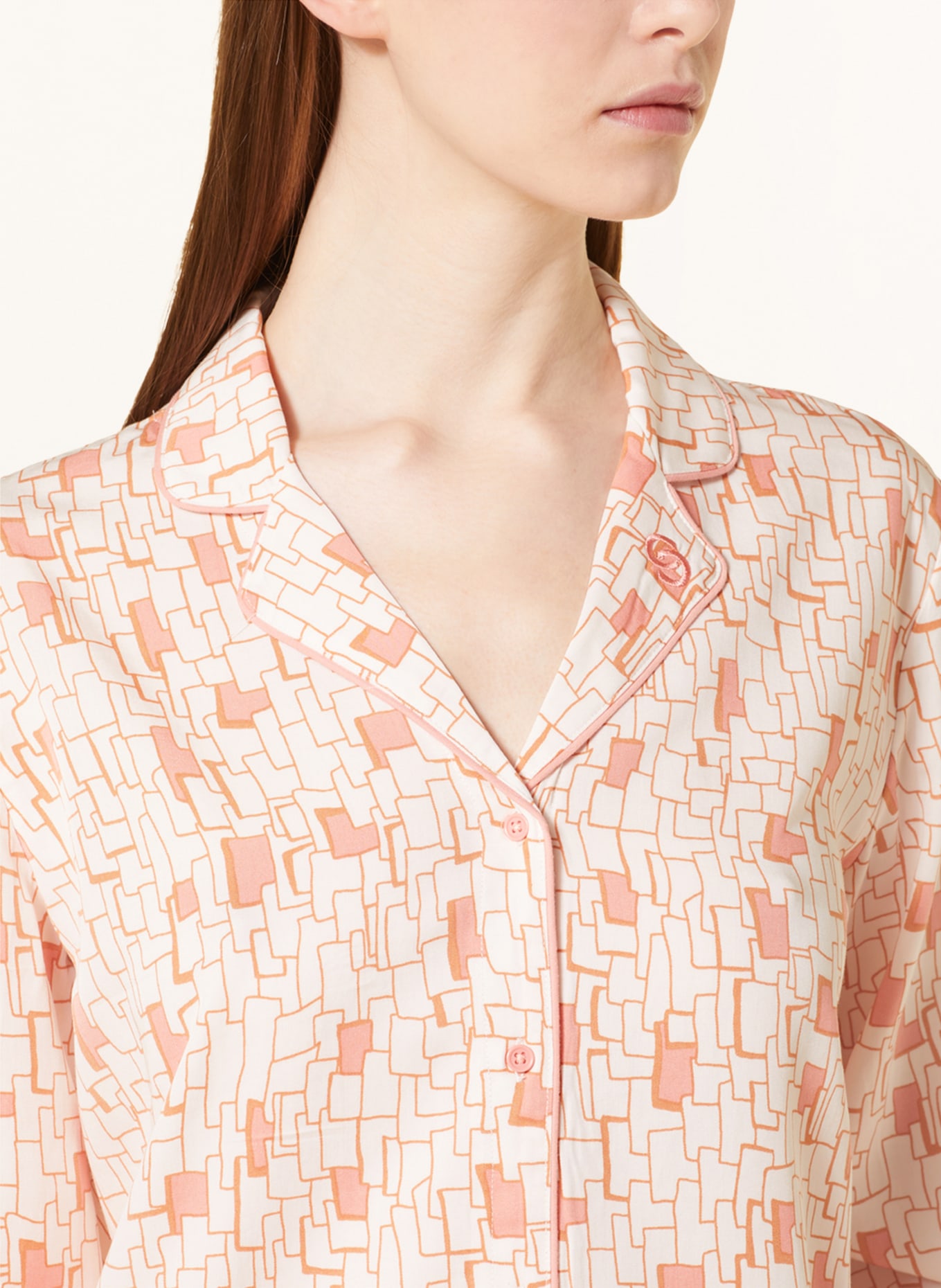 CHANTELLE Pajama shirt HAZEL, Color: LIGHT BROWN/ ECRU/ SALMON (Image 4)