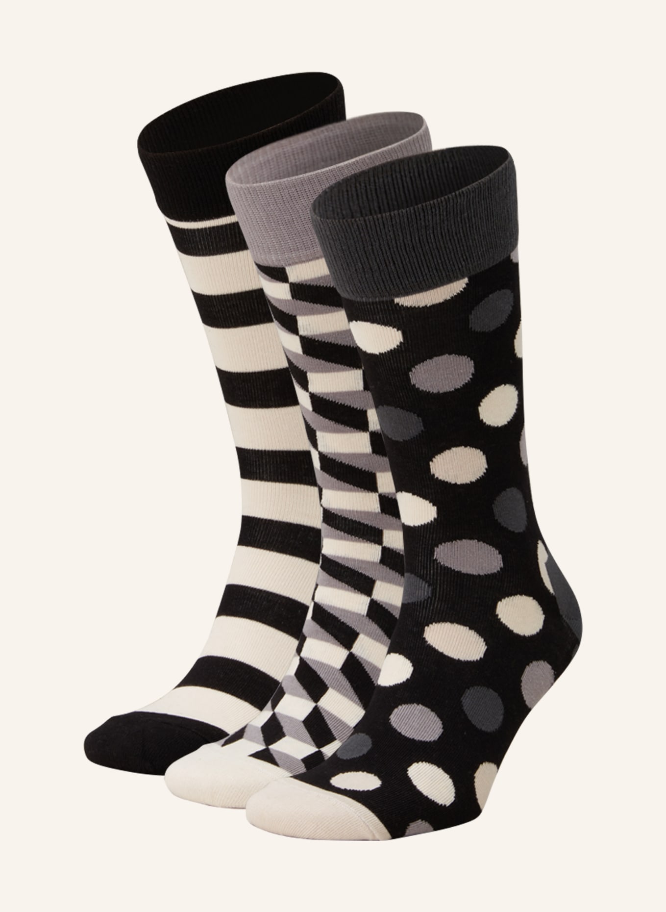Happy Socks 4-pack socks CLASSIC BLACK & WHITE with gift box, Color: 9000 BLACK (Image 1)