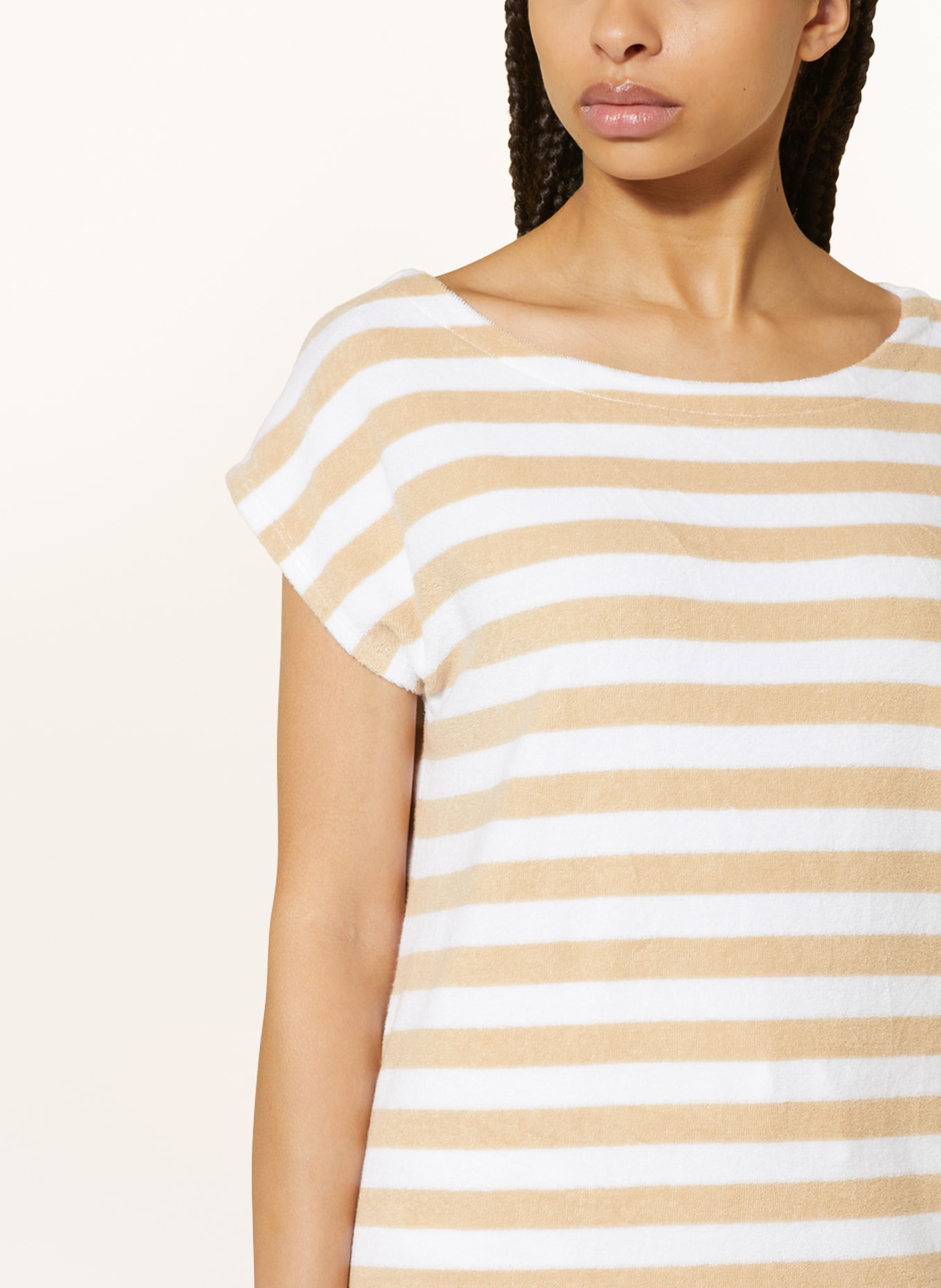 Juvia Terry cloth shirt KIMBERLY, Color: CAMEL/ WHITE (Image 4)