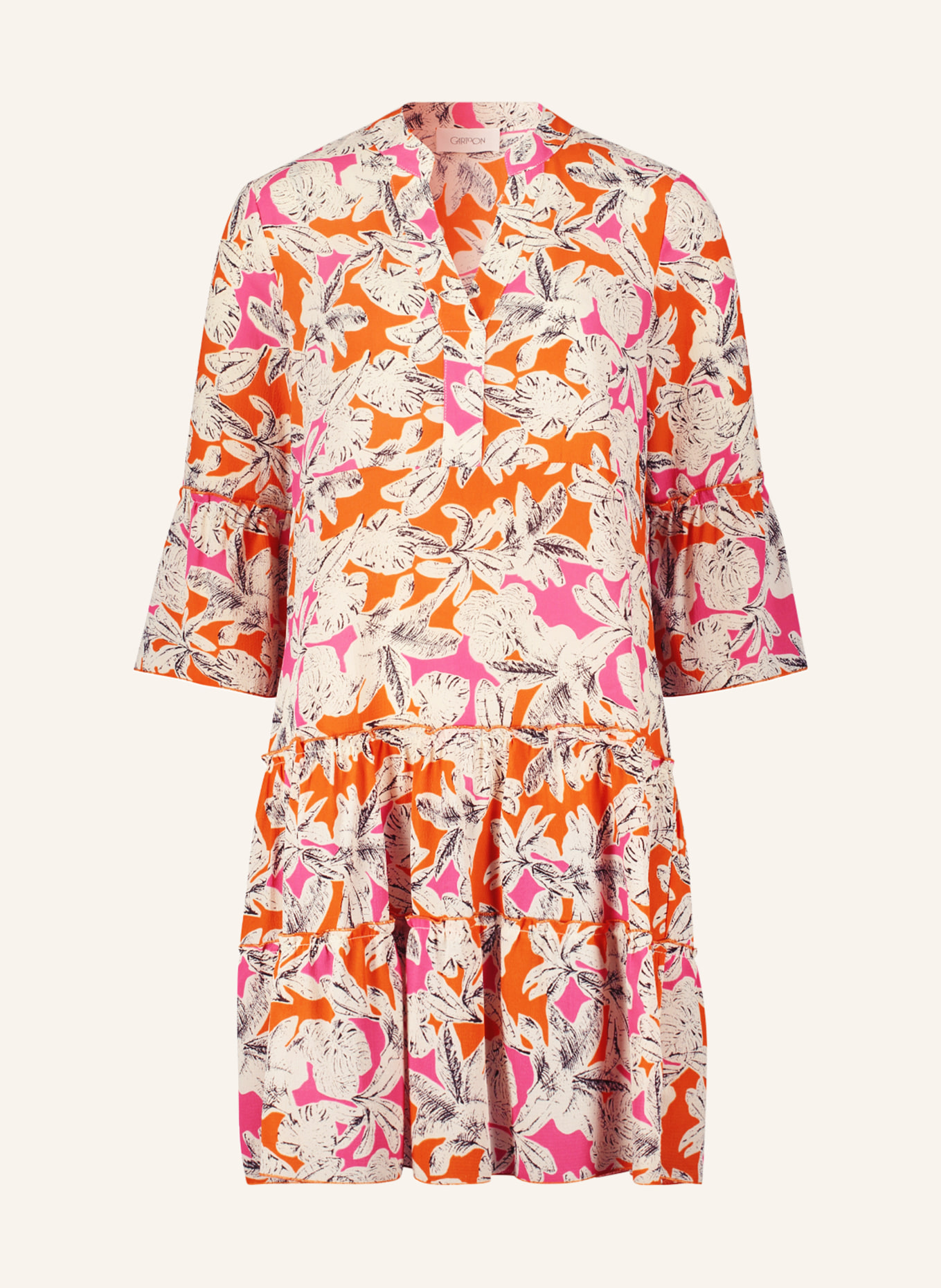 CARTOON Kleid mit 3/4-Arm, Farbe: ORANGE/ PINK/ WEISS (Bild 1)