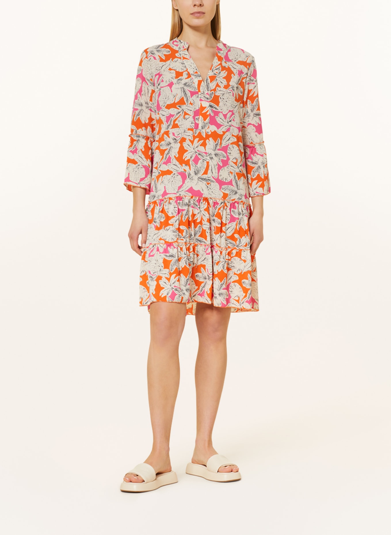 CARTOON Kleid mit 3/4-Arm, Farbe: ORANGE/ PINK/ WEISS (Bild 2)