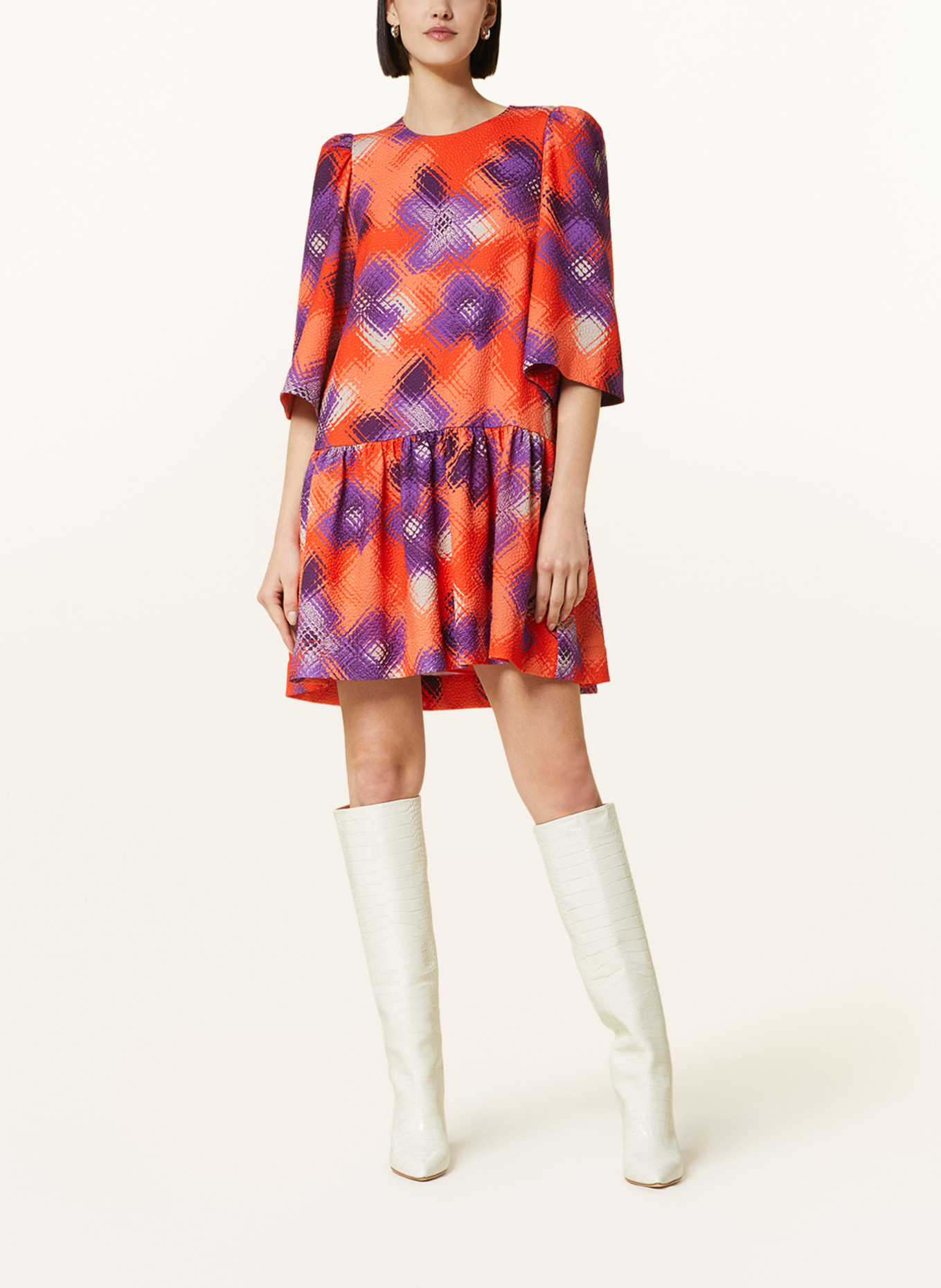 ESSENTIEL ANTWERP Kleid ECLOWN mit 3/4-Arm, Farbe: ORANGE/ LILA/ HELLGRAU (Bild 2)