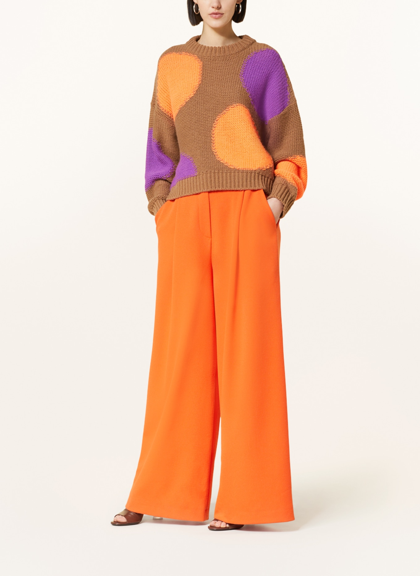 ESSENTIEL ANTWERP Oversized-Pullover in braun/ orange/ dunkellila