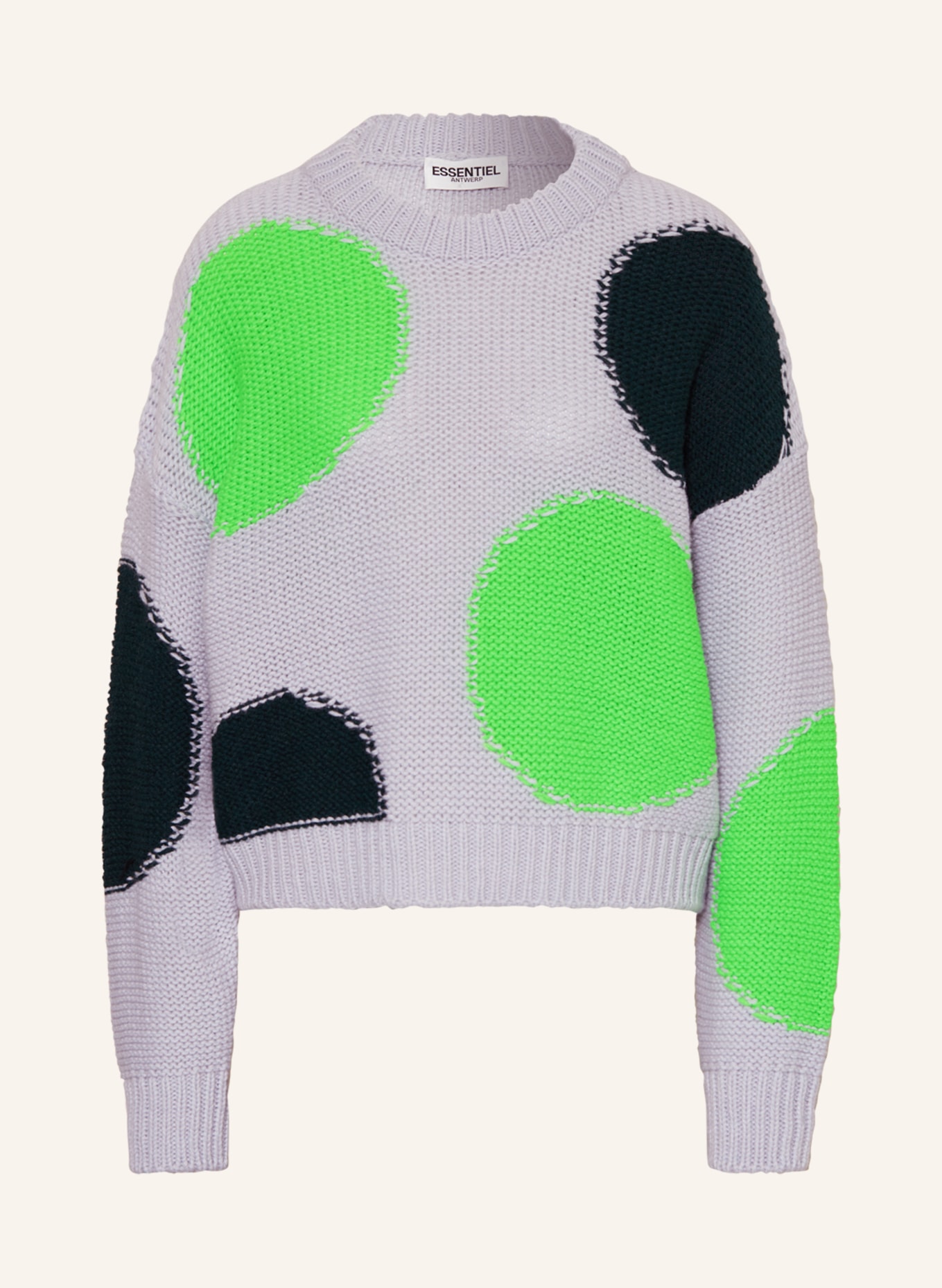 ESSENTIEL ANTWERP Oversized sweater, Color: LIGHT BLUE/ NEON GREEN/ DARK GREEN (Image 1)