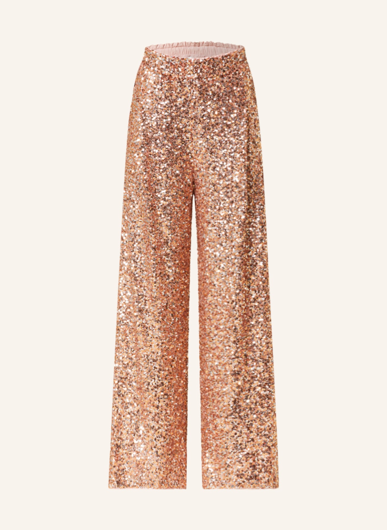 ESSENTIEL ANTWERP Wide leg trousers ENTRY with sequins, Color: SILVER/ LIGHT ORANGE (Image 1)