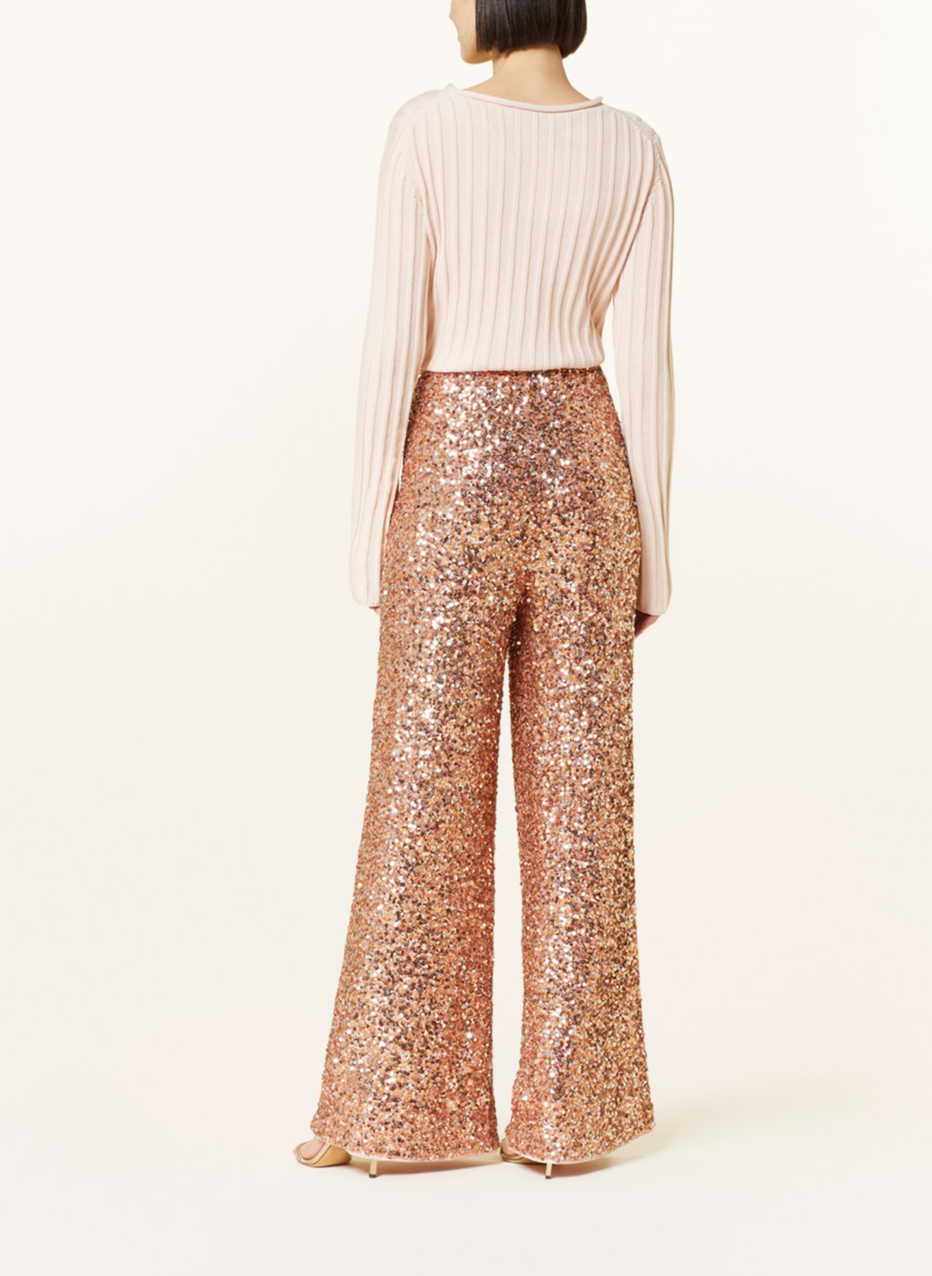 ESSENTIEL ANTWERP Wide leg trousers ENTRY with sequins, Color: SILVER/ LIGHT ORANGE (Image 3)