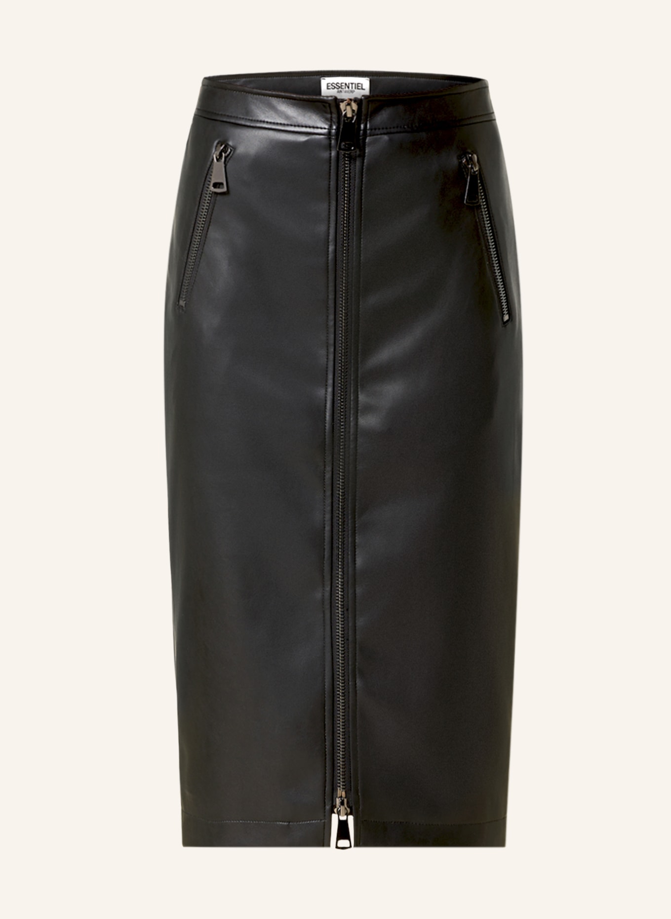ESSENTIEL ANTWERP Skirt ENCOURAGE in leather look, Color: BLACK (Image 1)