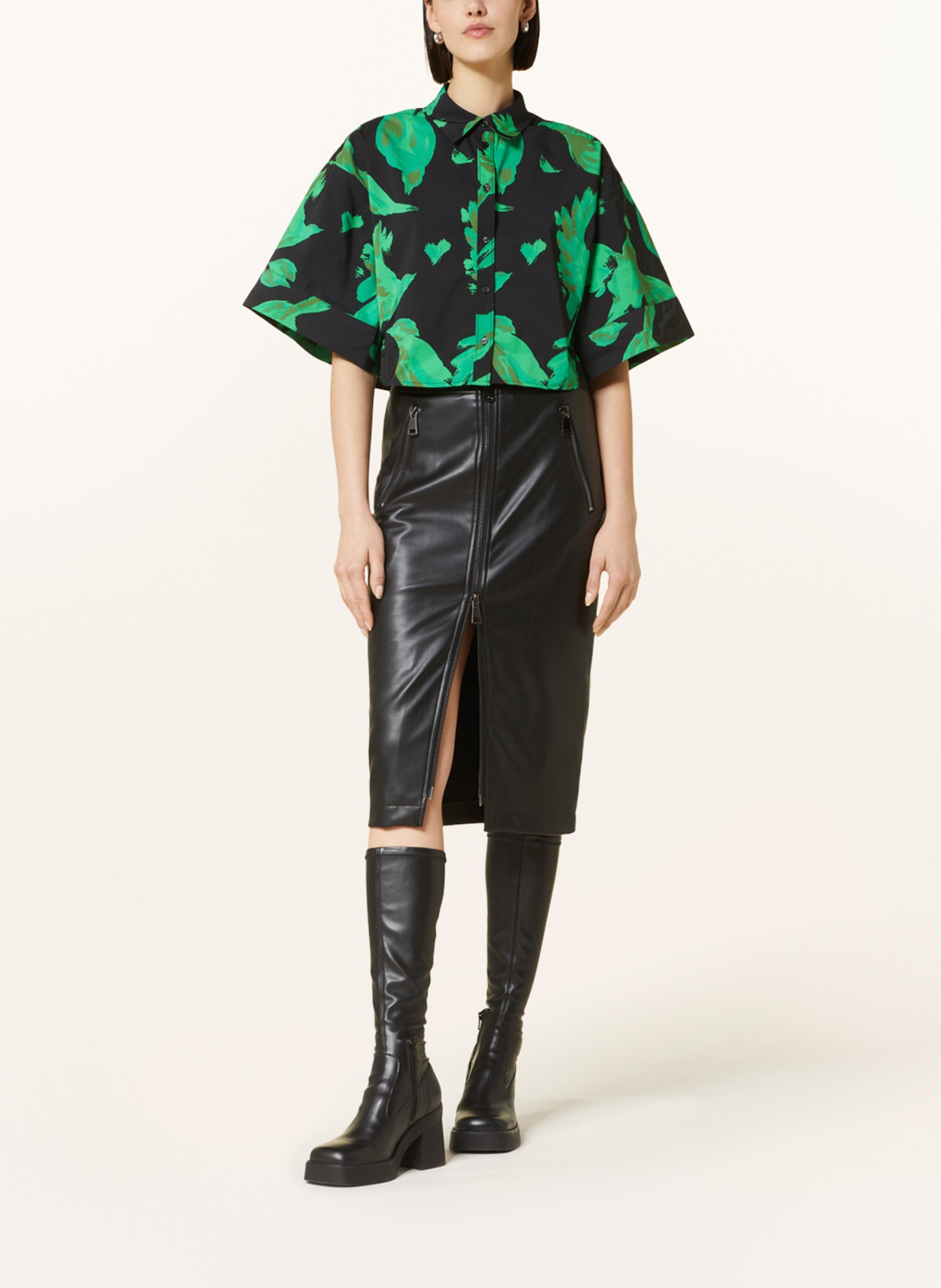 ESSENTIEL ANTWERP Skirt ENCOURAGE in leather look, Color: BLACK (Image 2)