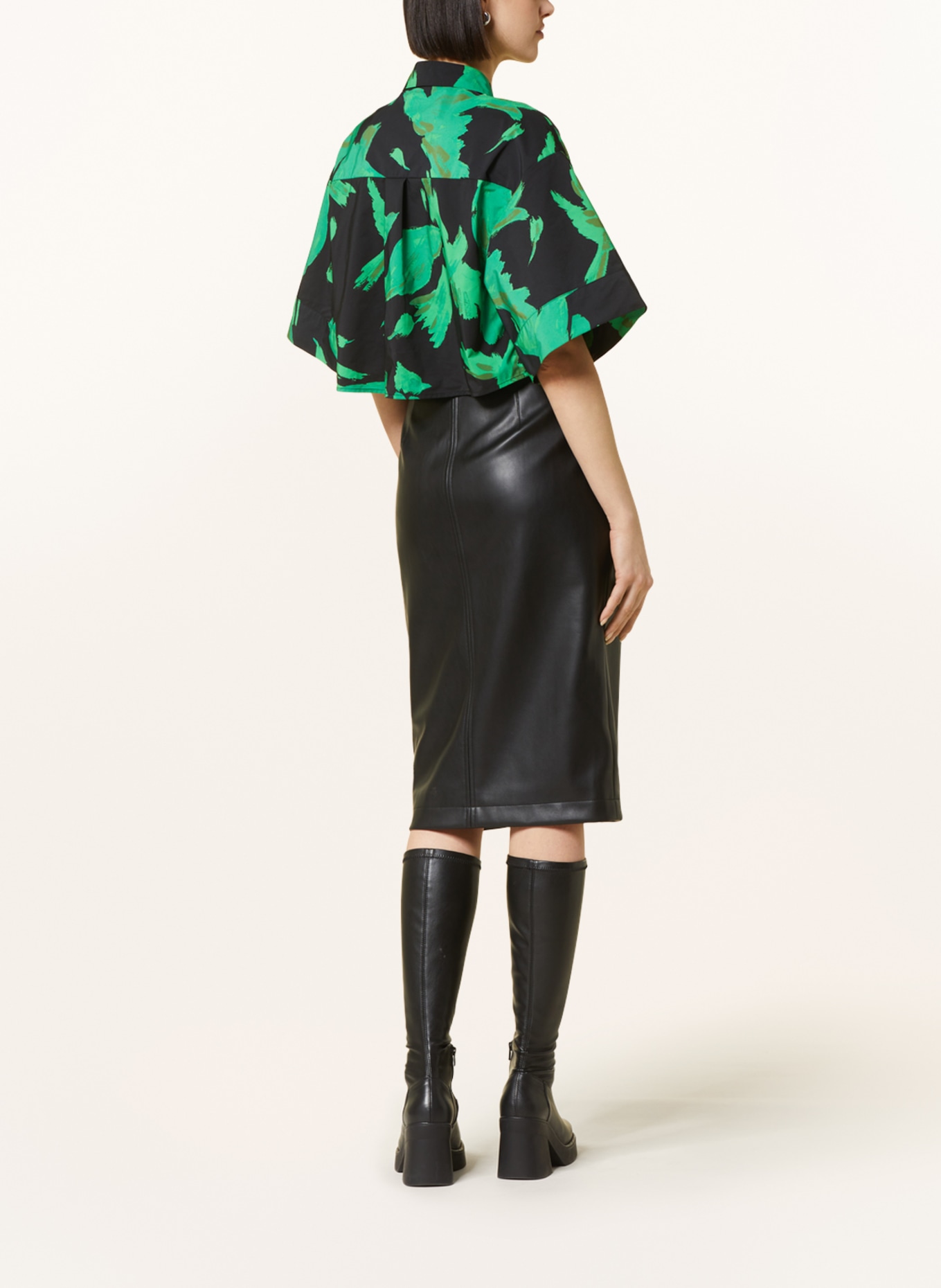 ESSENTIEL ANTWERP Skirt ENCOURAGE in leather look, Color: BLACK (Image 3)