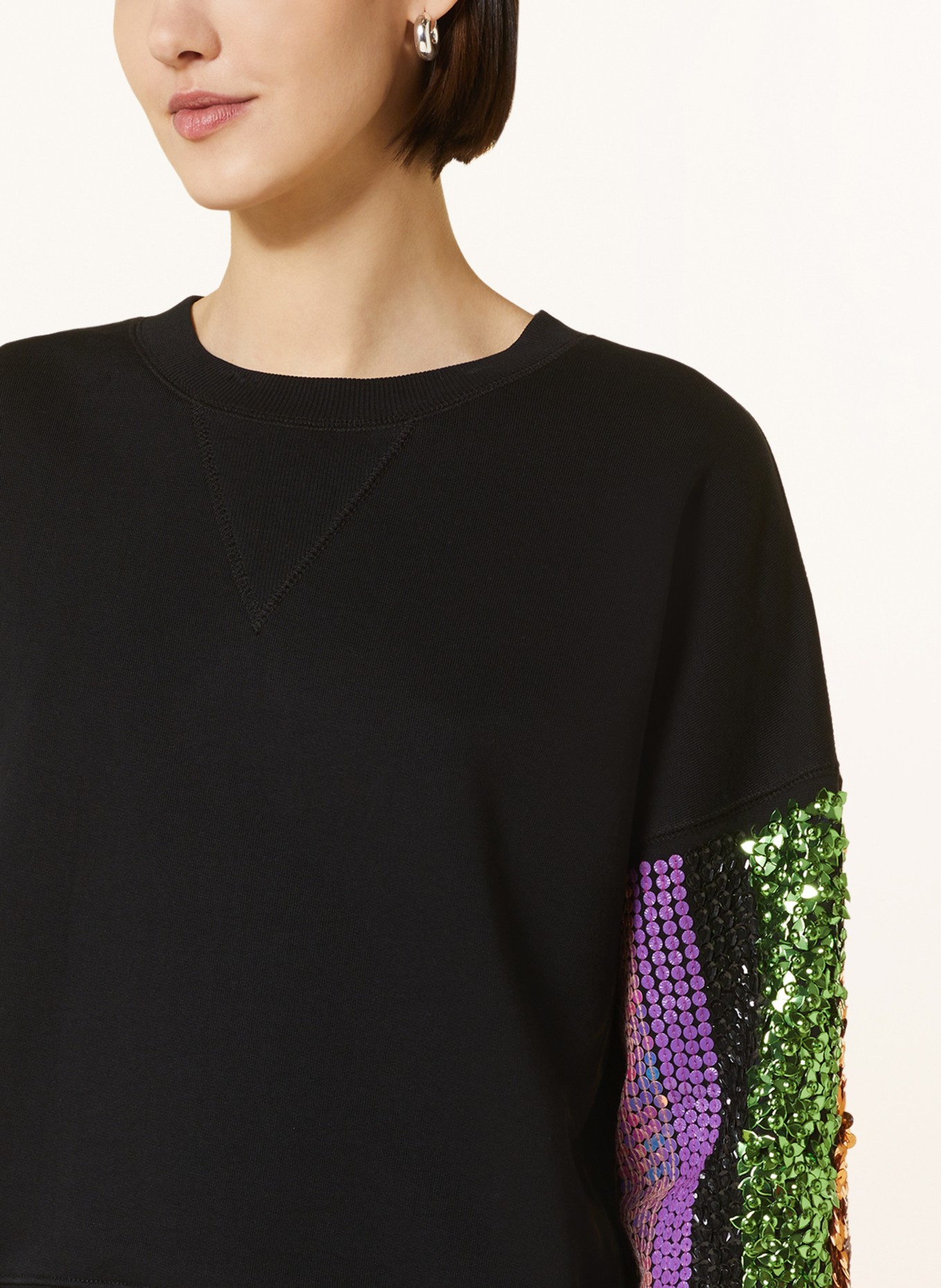 ESSENTIEL ANTWERP Sweatshirt EQUINS with sequins, Color: BLACK (Image 4)