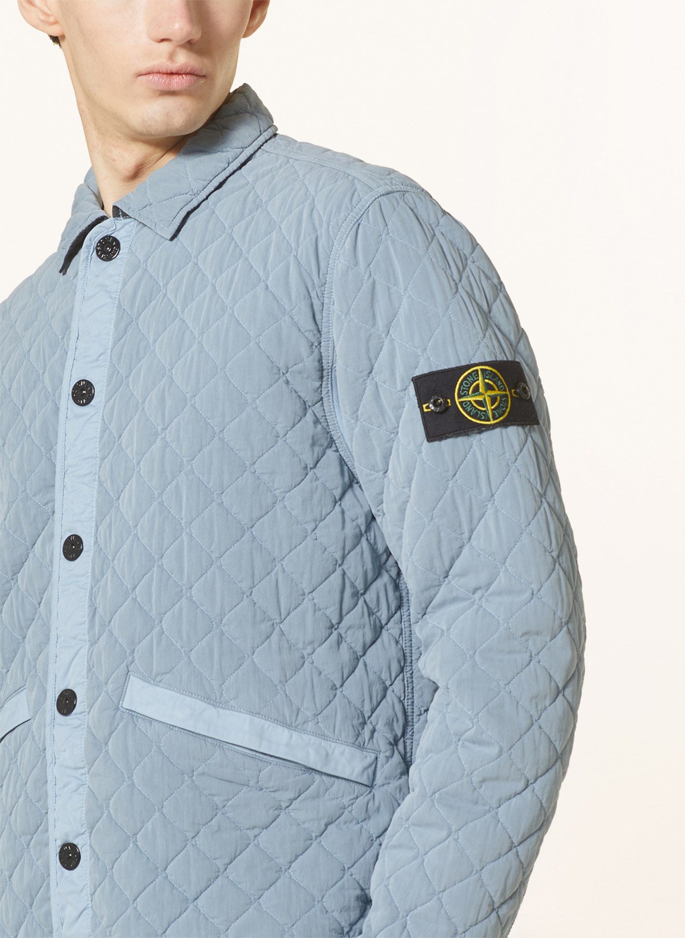STONE ISLAND Quilted jacket, Color: BLUE GRAY (Image 4)
