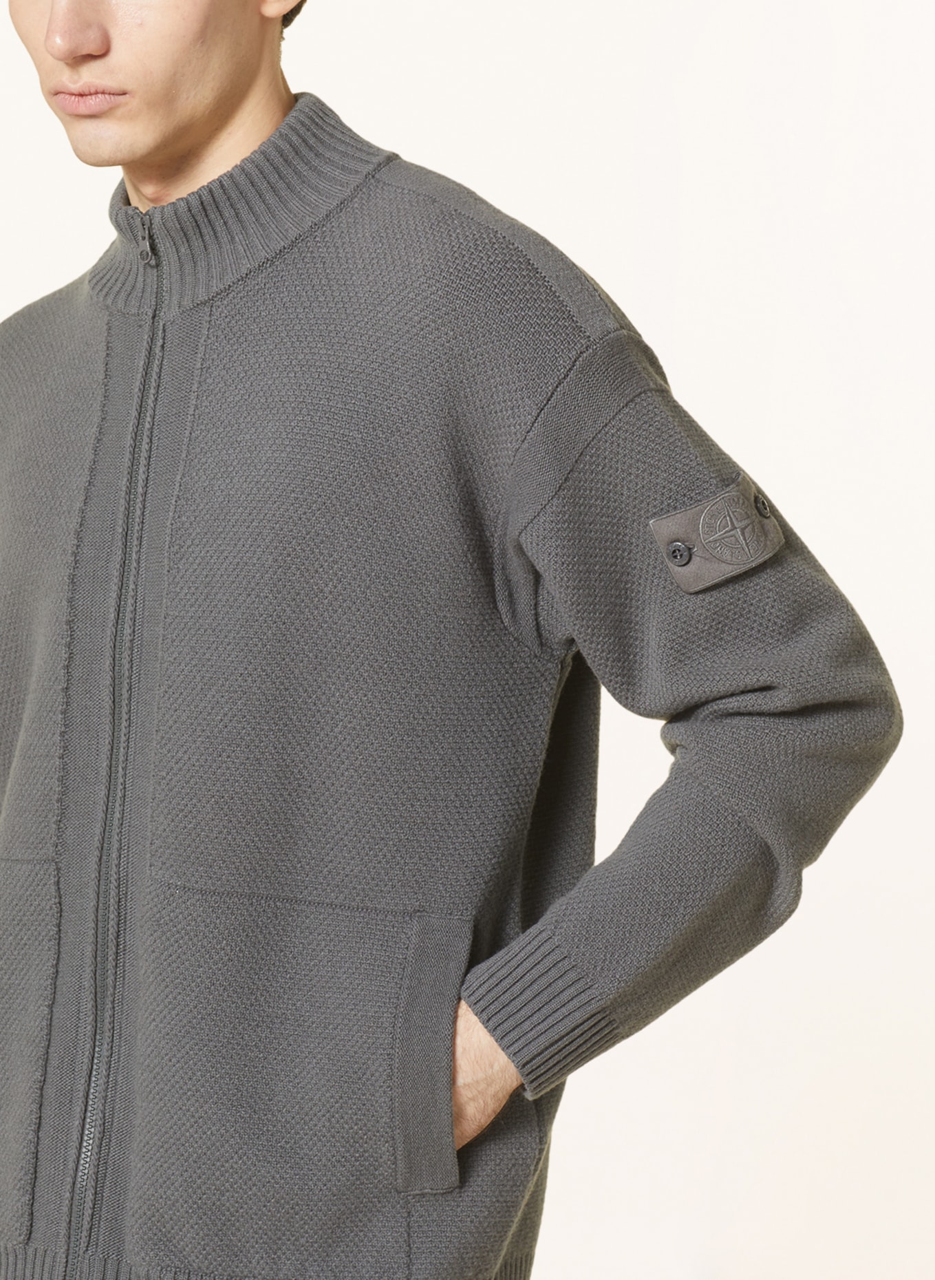 Stone island grey cardigan hotsell